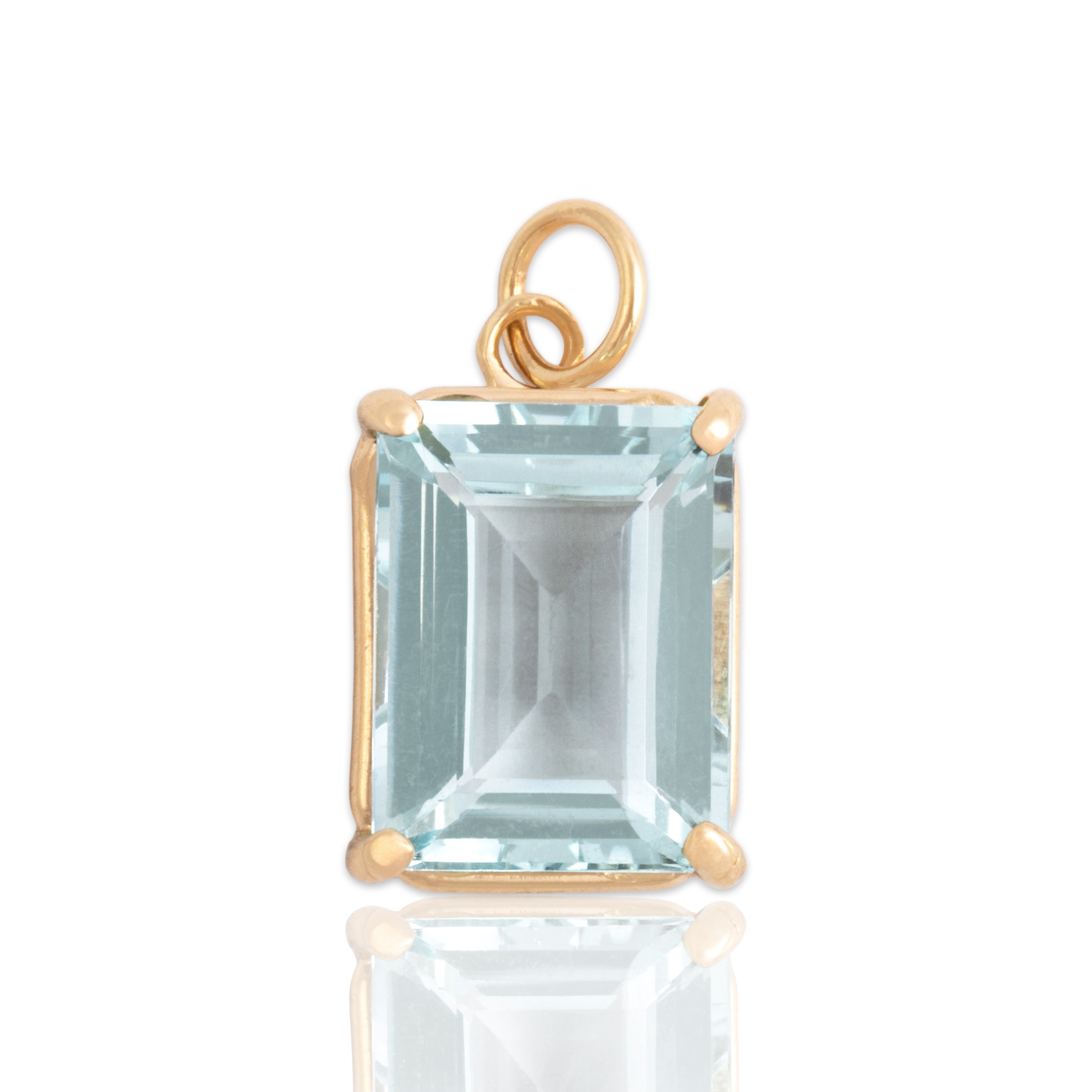 Vintage 14k Yellow Gold 4.11ct Aquamarine Chic Standout Solitaire Pendant