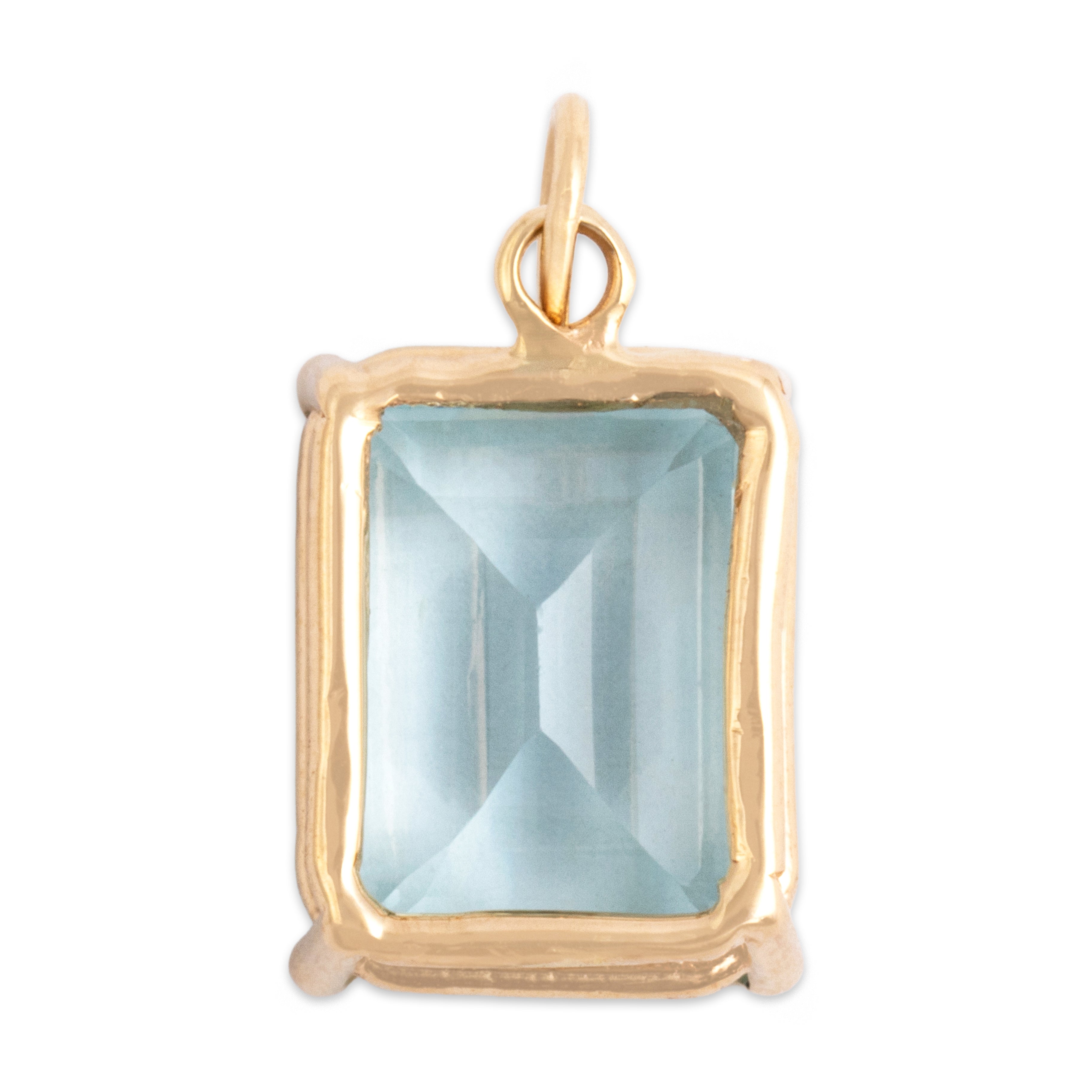 Vintage 14k Yellow Gold 4.11ct Aquamarine Chic Standout Solitaire Pendant - Back view