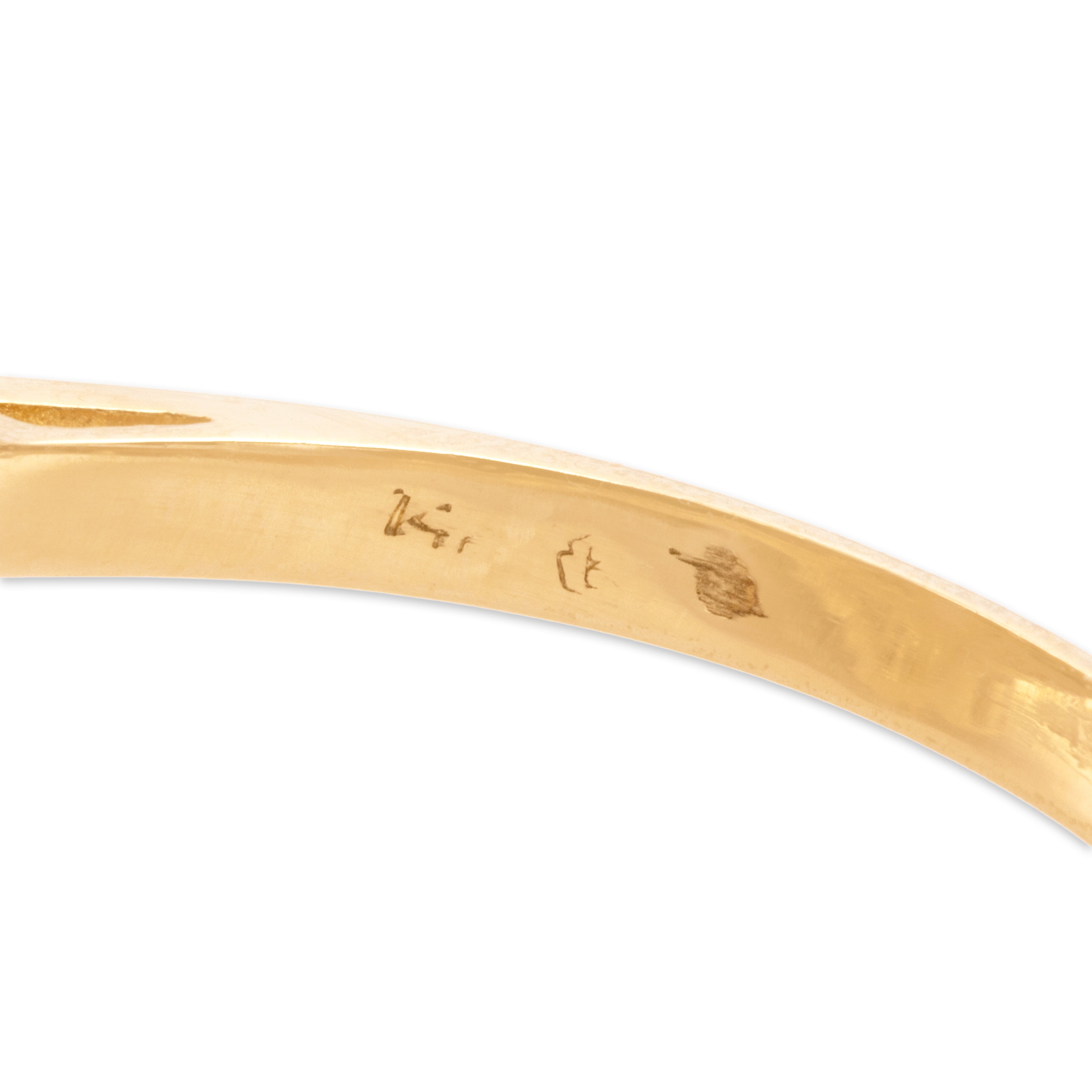 Vintage 14k Yellow Gold Pink Tourmaline Diamond Marquise Bypass Ring - Hallmark view