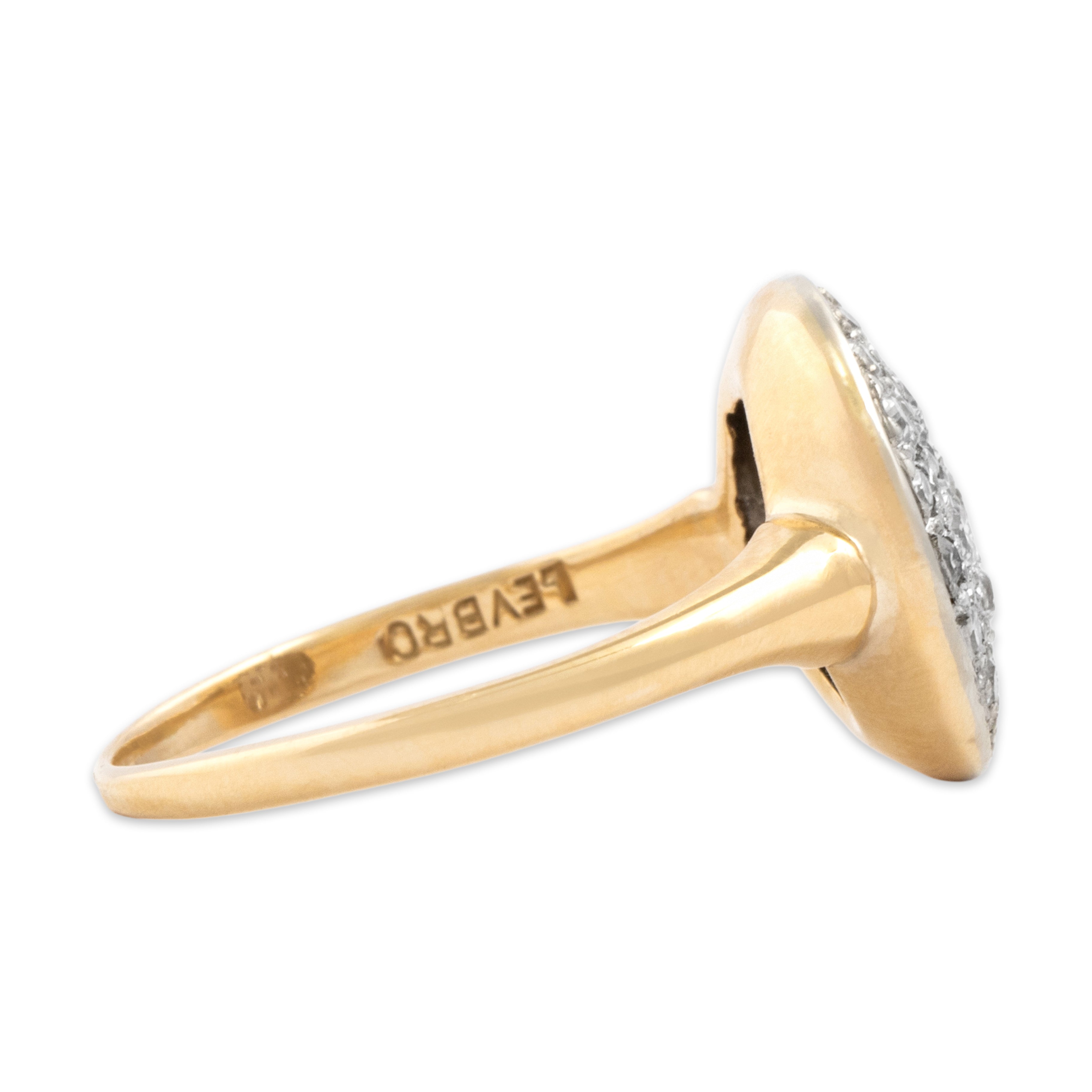 Vintage 14k Yellow & White Gold Diamond Pretty Pavã© Disc Ring - Side view