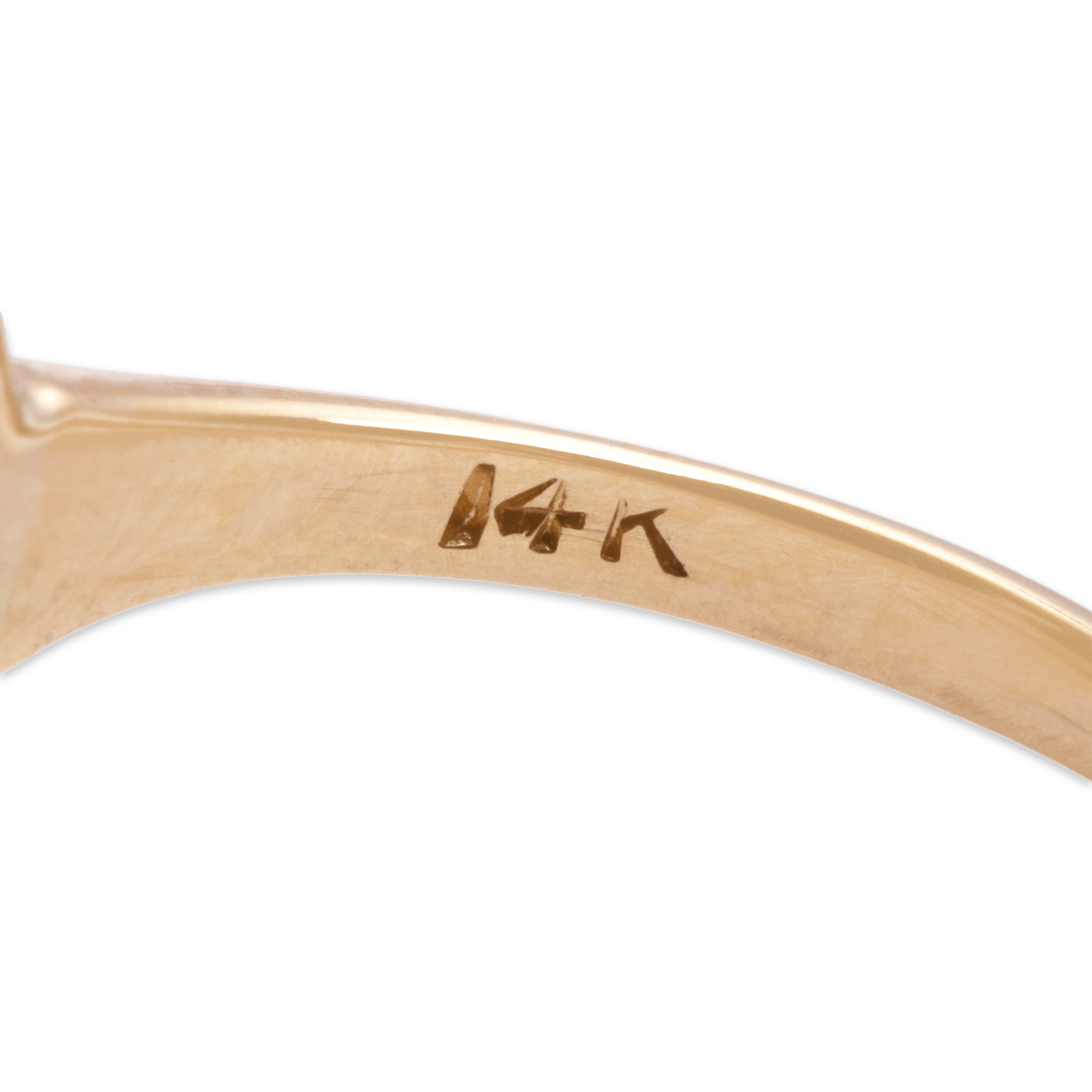Vintage 14k Yellow & White Gold Diamond Pretty Pavã© Disc Ring - Hallmark view