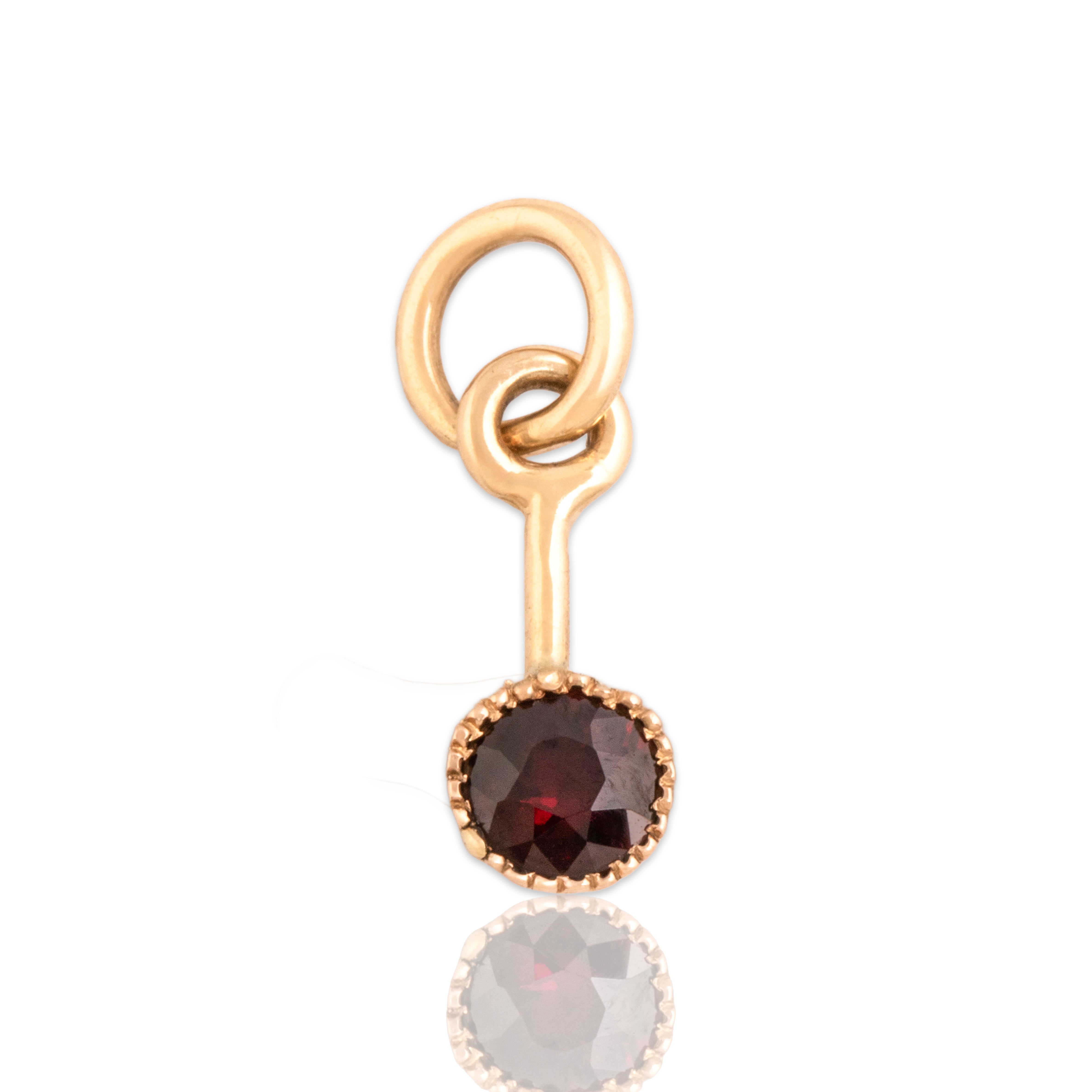 Antique 14k Yellow & Rosy Yellow Gold Garnet Dainty Drop Dangle Charm / Pendant