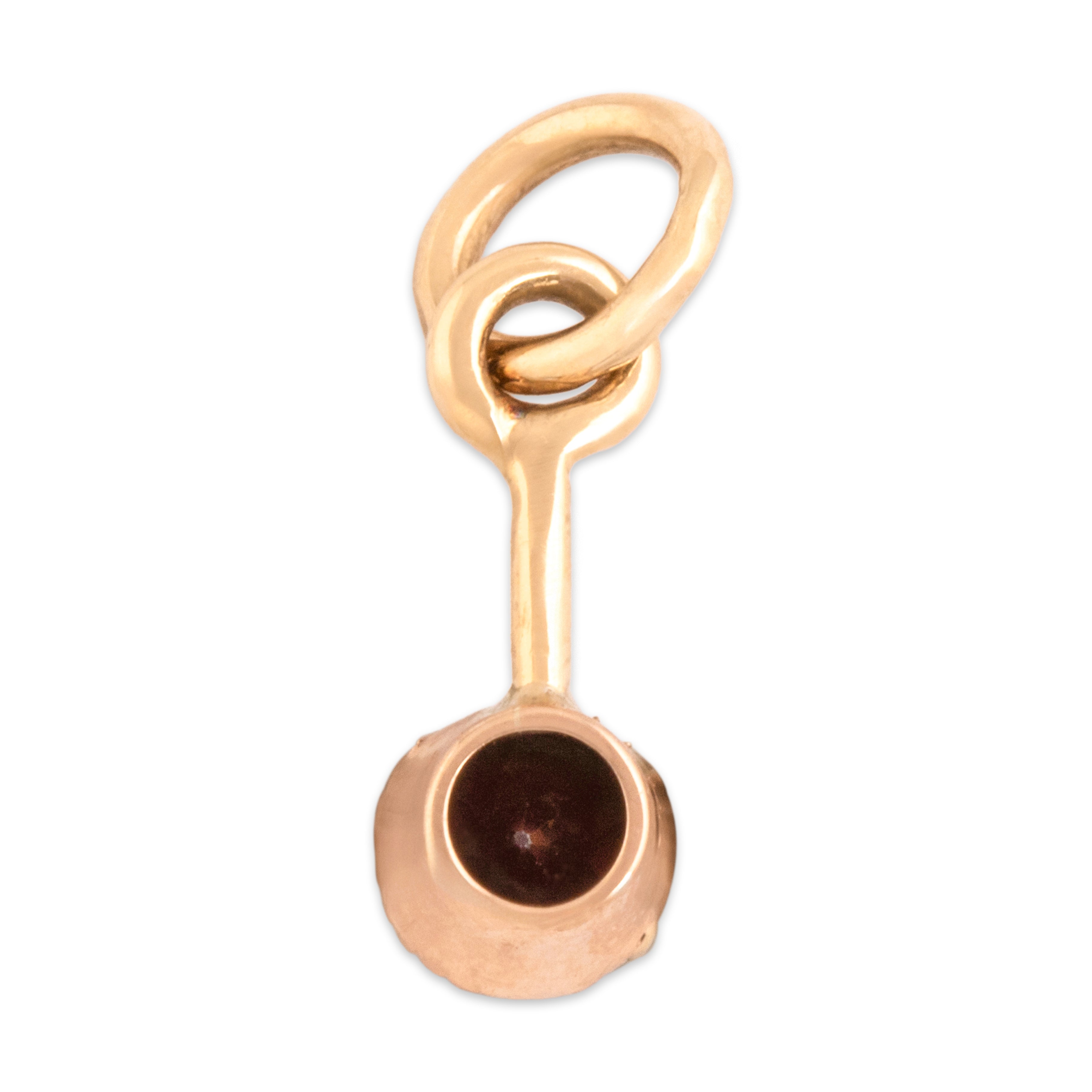 Antique 14k Yellow & Rosy Yellow Gold Garnet Dainty Drop Dangle Charm / Pendant - Back view