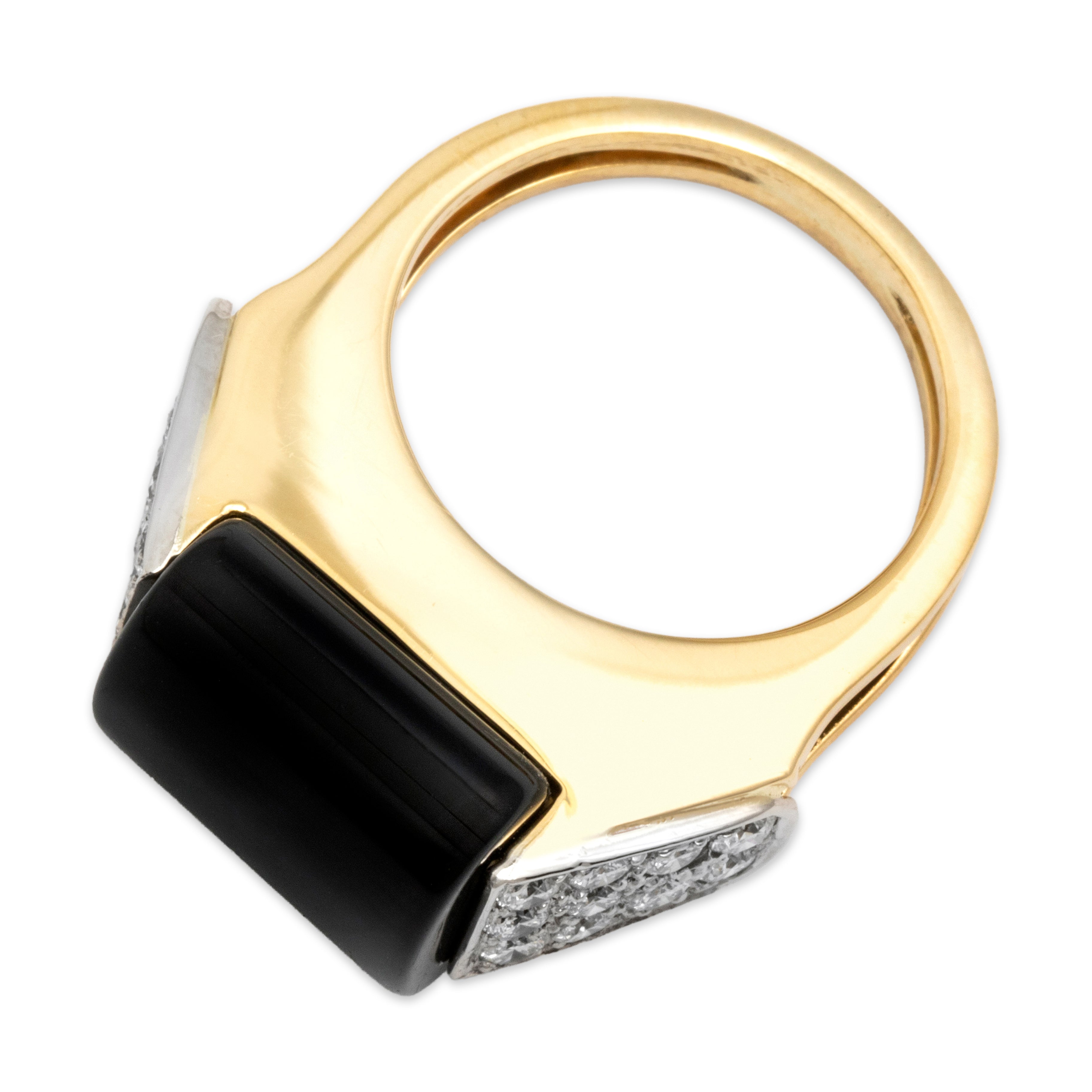 Vintage Heavy 18k Yellow Gold 7.48ct Onyx .72cttw Diamond Bold Cocktail Ring 7.00