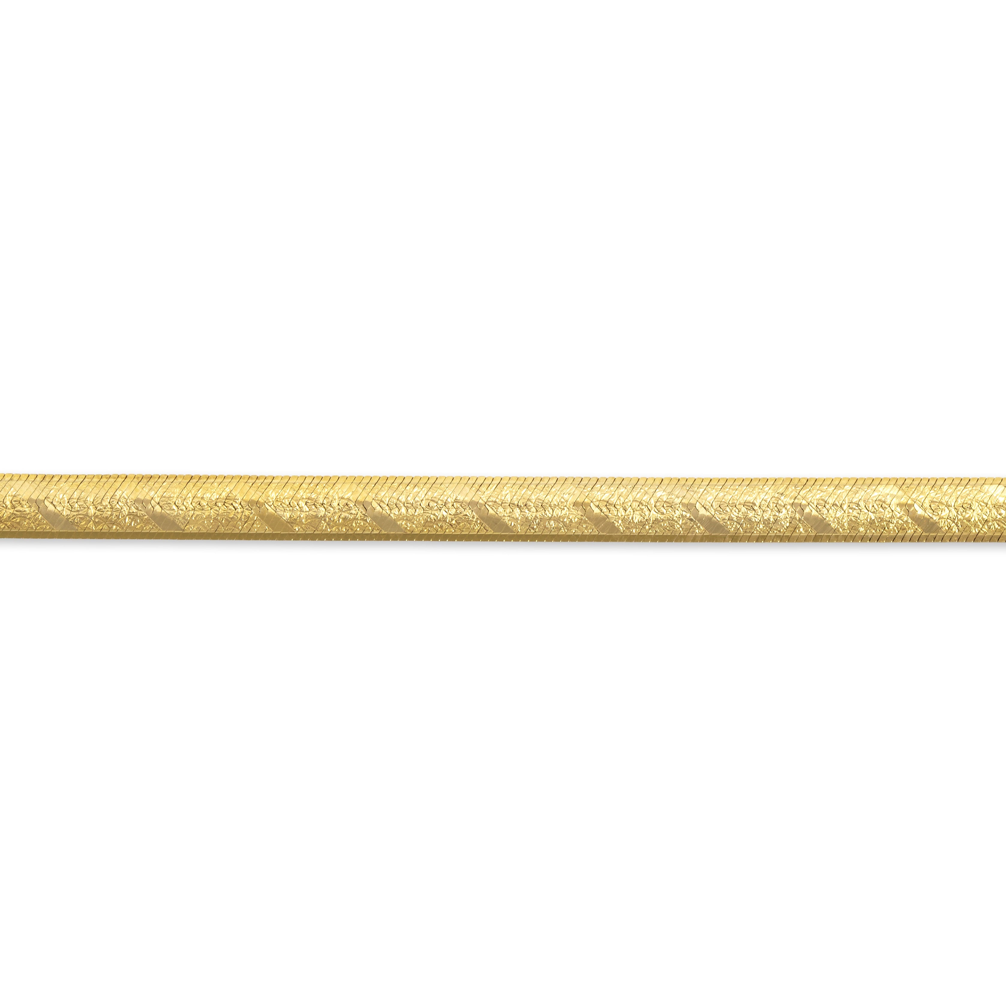 Vintage Italian 14k Yellow Gold Beautiful Textured Herringbone Chain Bracelet - detail view #1
