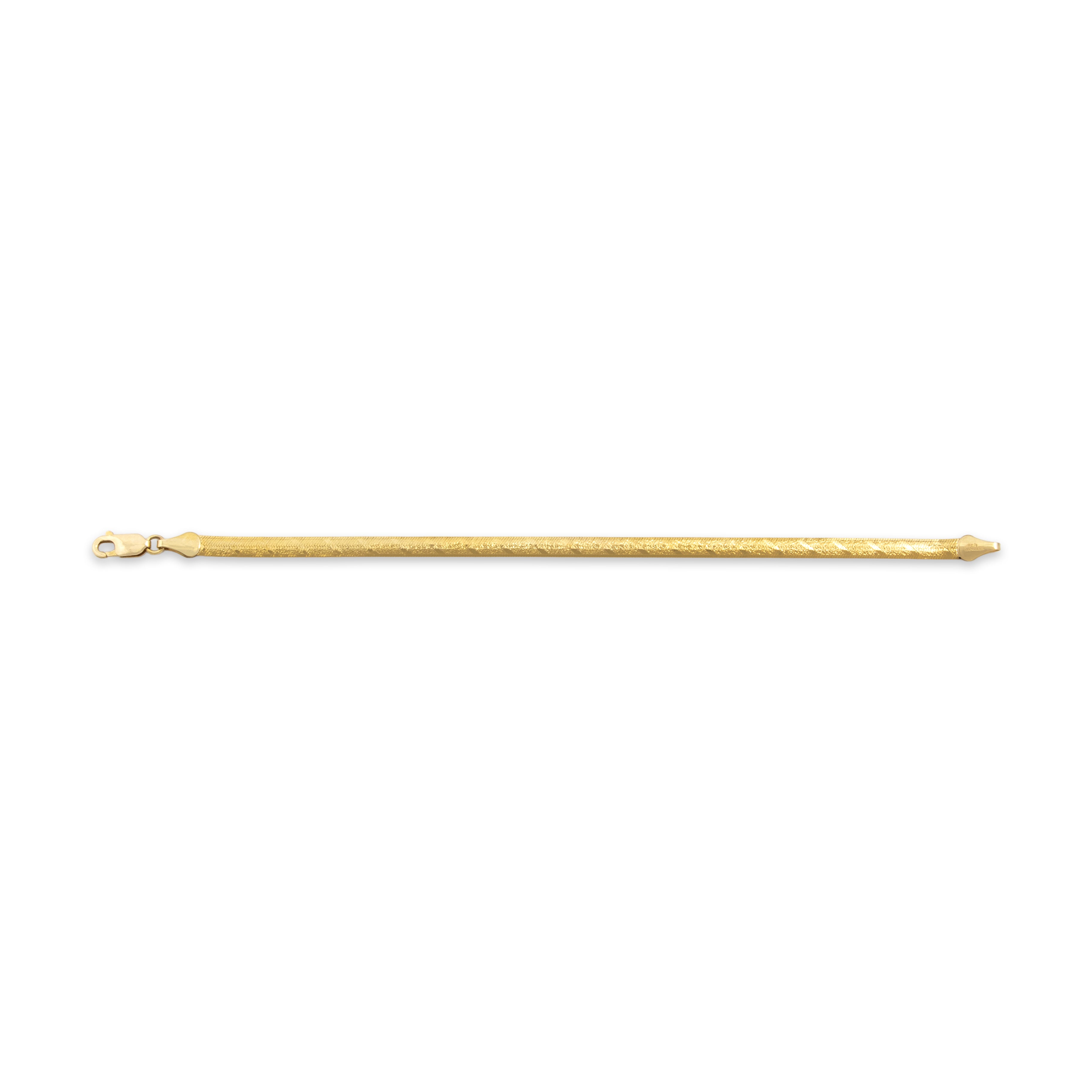 Vintage Italian 14k Yellow Gold Beautiful Textured Herringbone Chain Bracelet - Close-up view