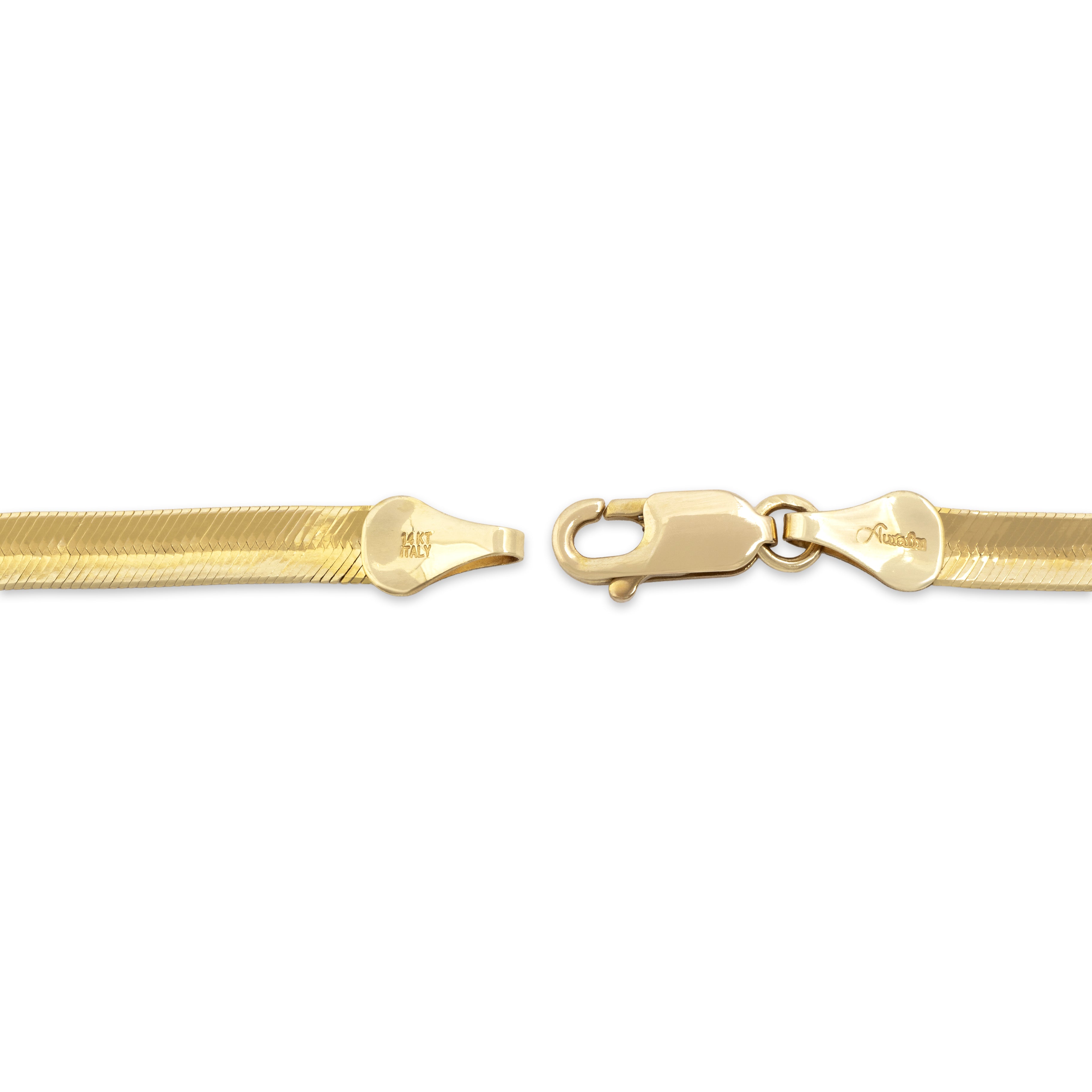 Vintage Italian 14k Yellow Gold Beautiful Textured Herringbone Chain Bracelet - Hallmark view