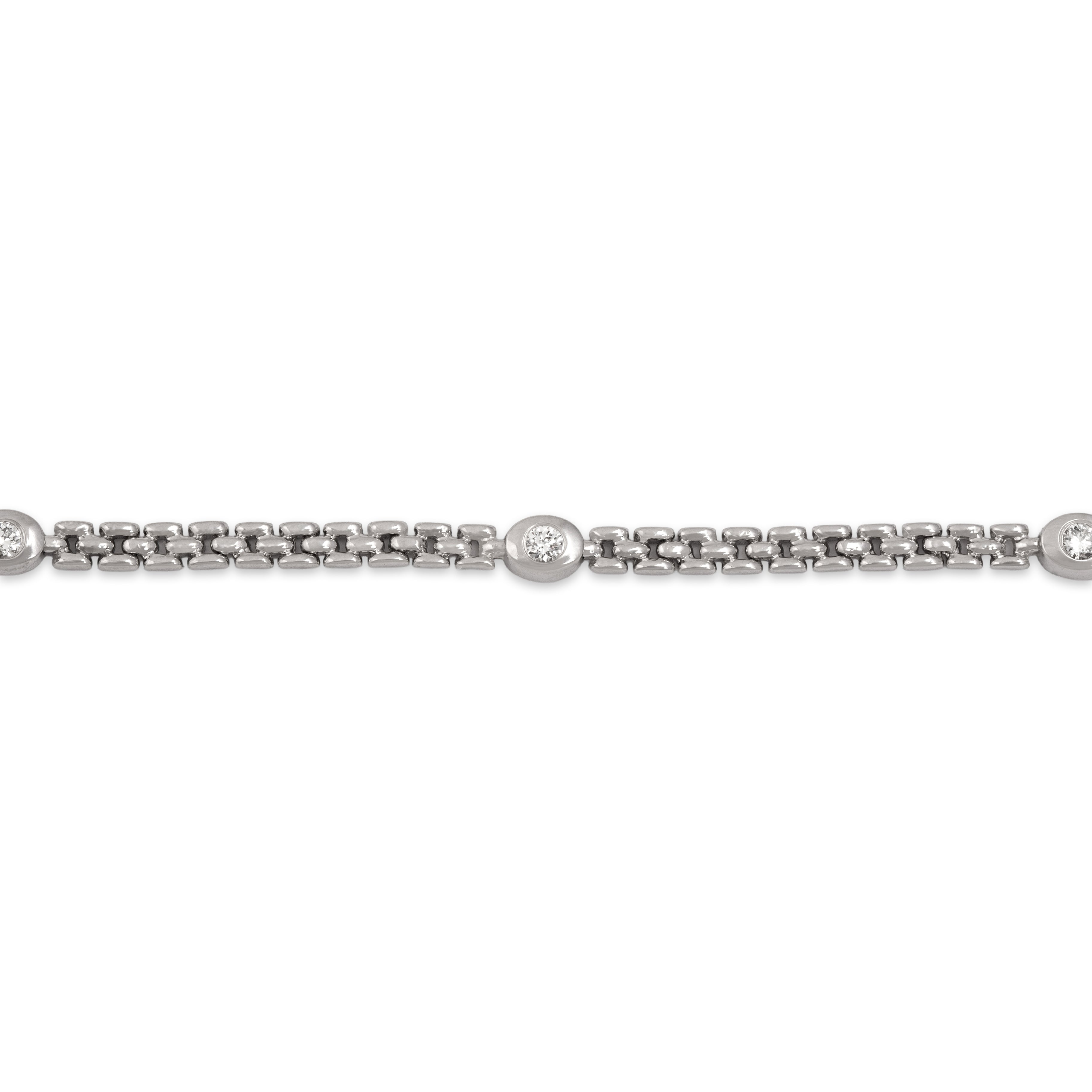 Vintage 14k White Gold Diamond Chic Sparkling Station Bracelet - Close-up view