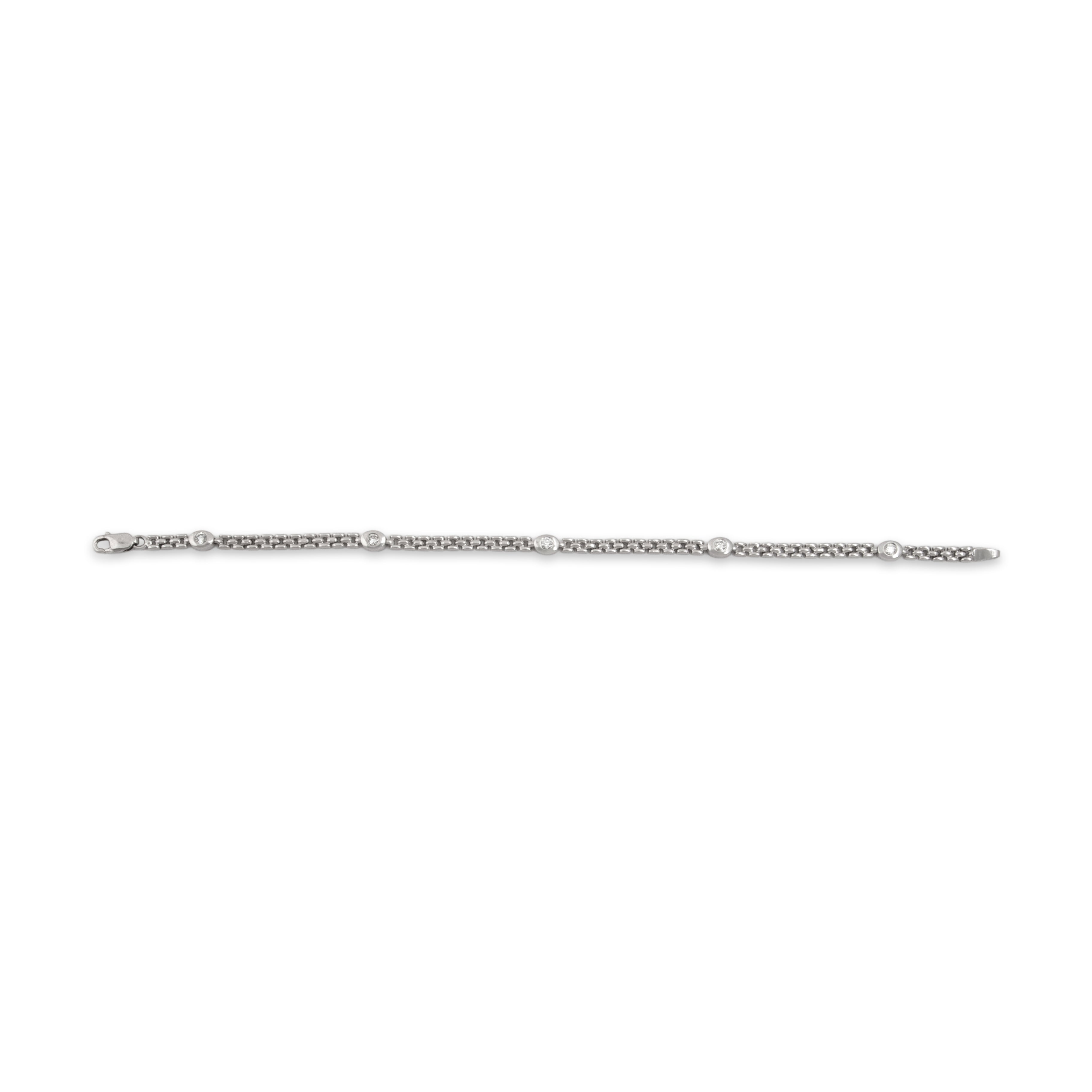 Vintage 14k White Gold Diamond Chic Sparkling Station Bracelet - Overall view