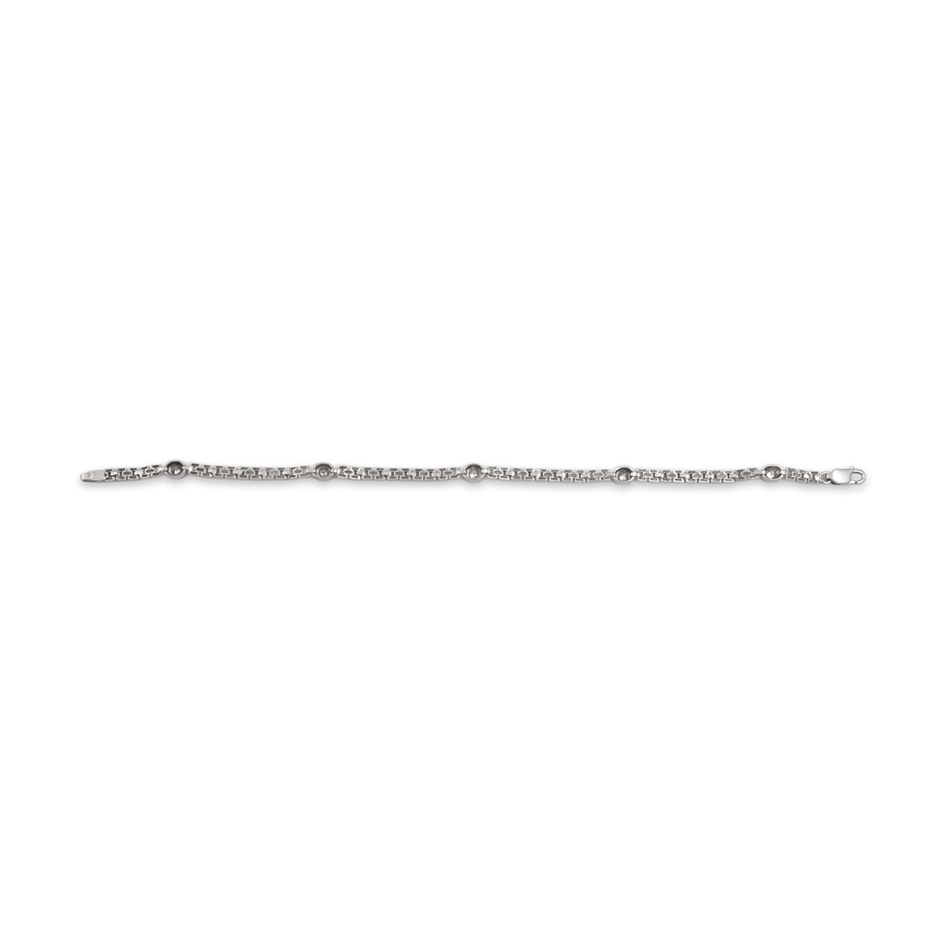 Vintage 14k White Gold Diamond Chic Sparkling Station Bracelet - Back view