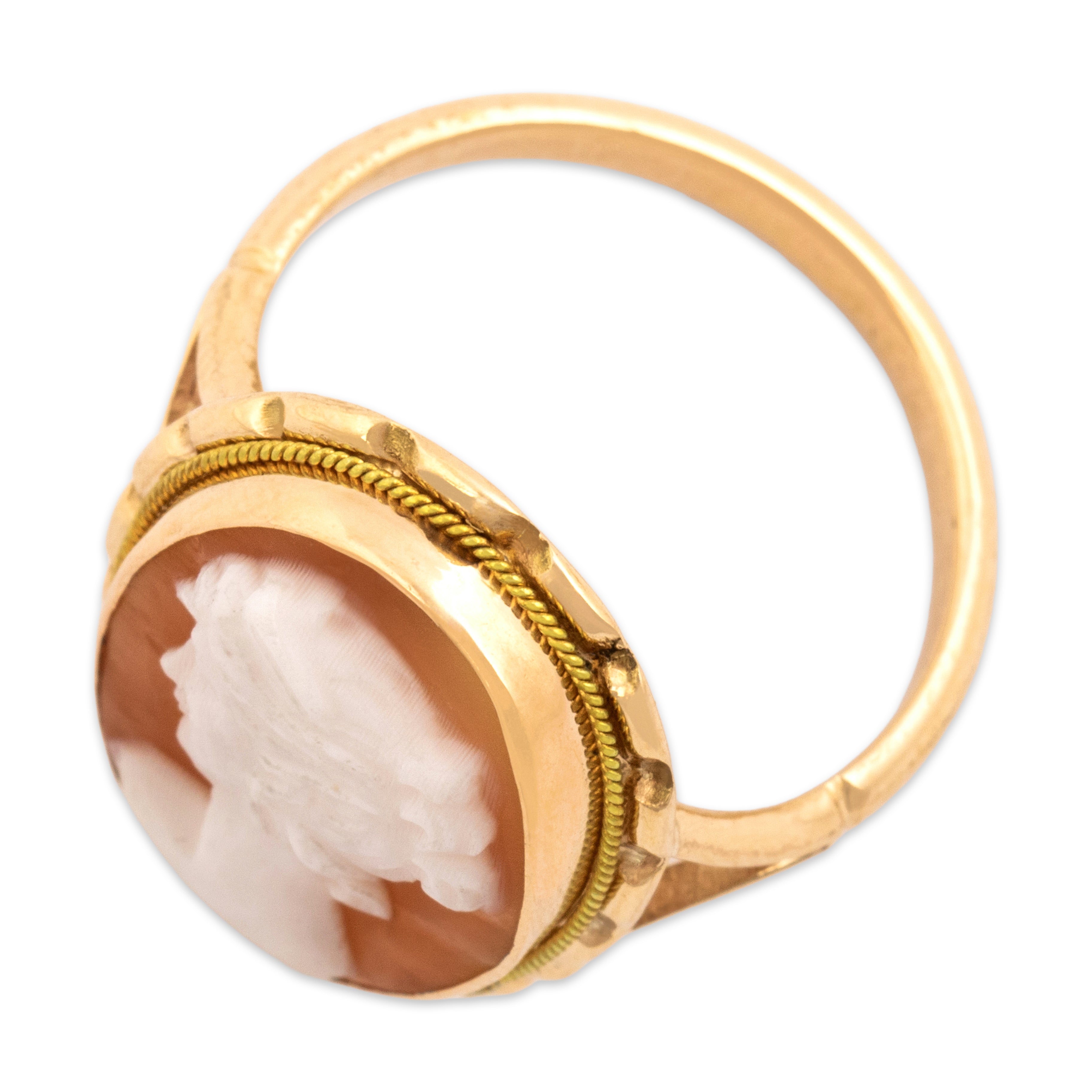 Vintage 14k Rosy Yellow Gold Shell Stunning Cameo Ring 4.25
