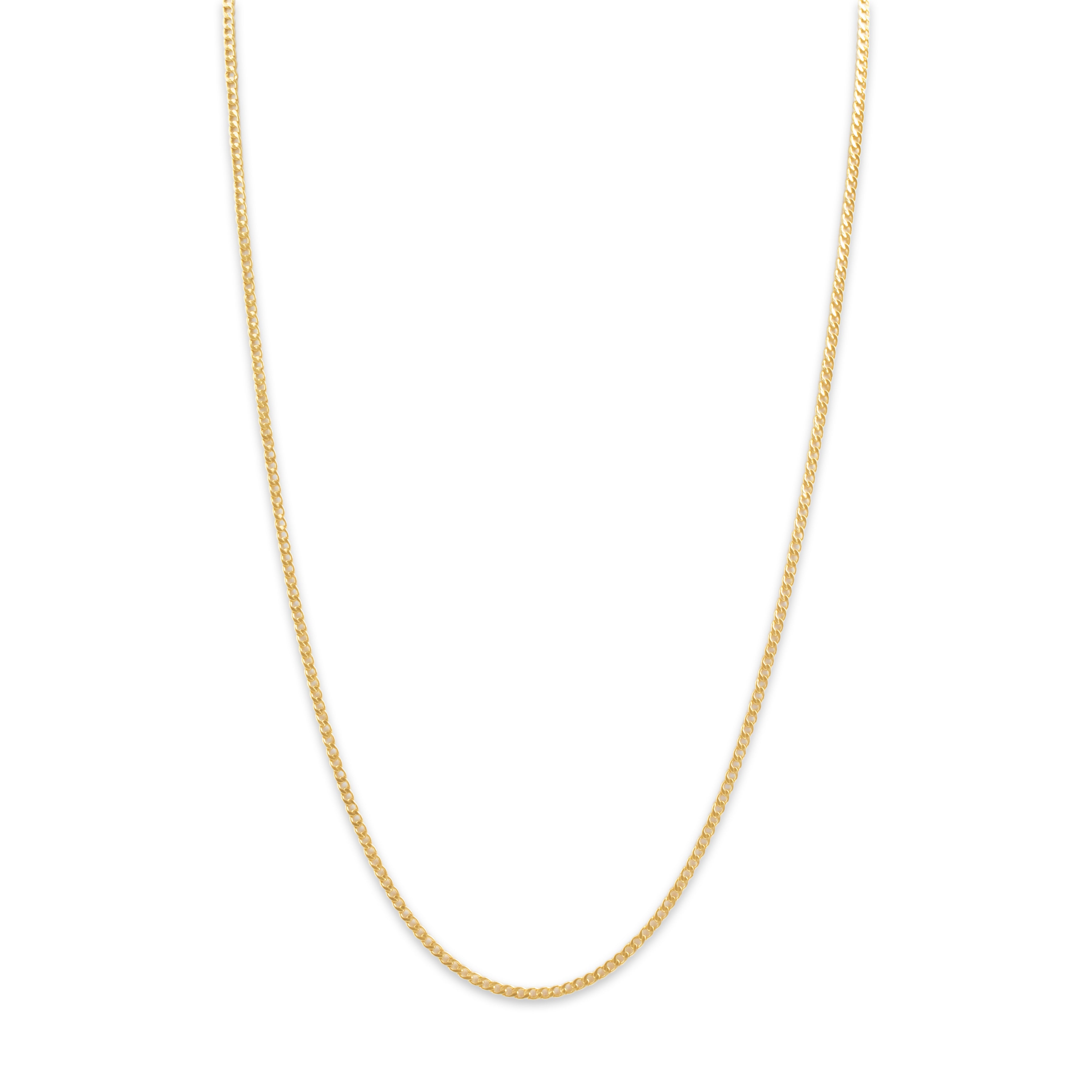 Vintage 14k Yellow Gold Lightweight Sleek Curb Chain Necklace - Close-up view