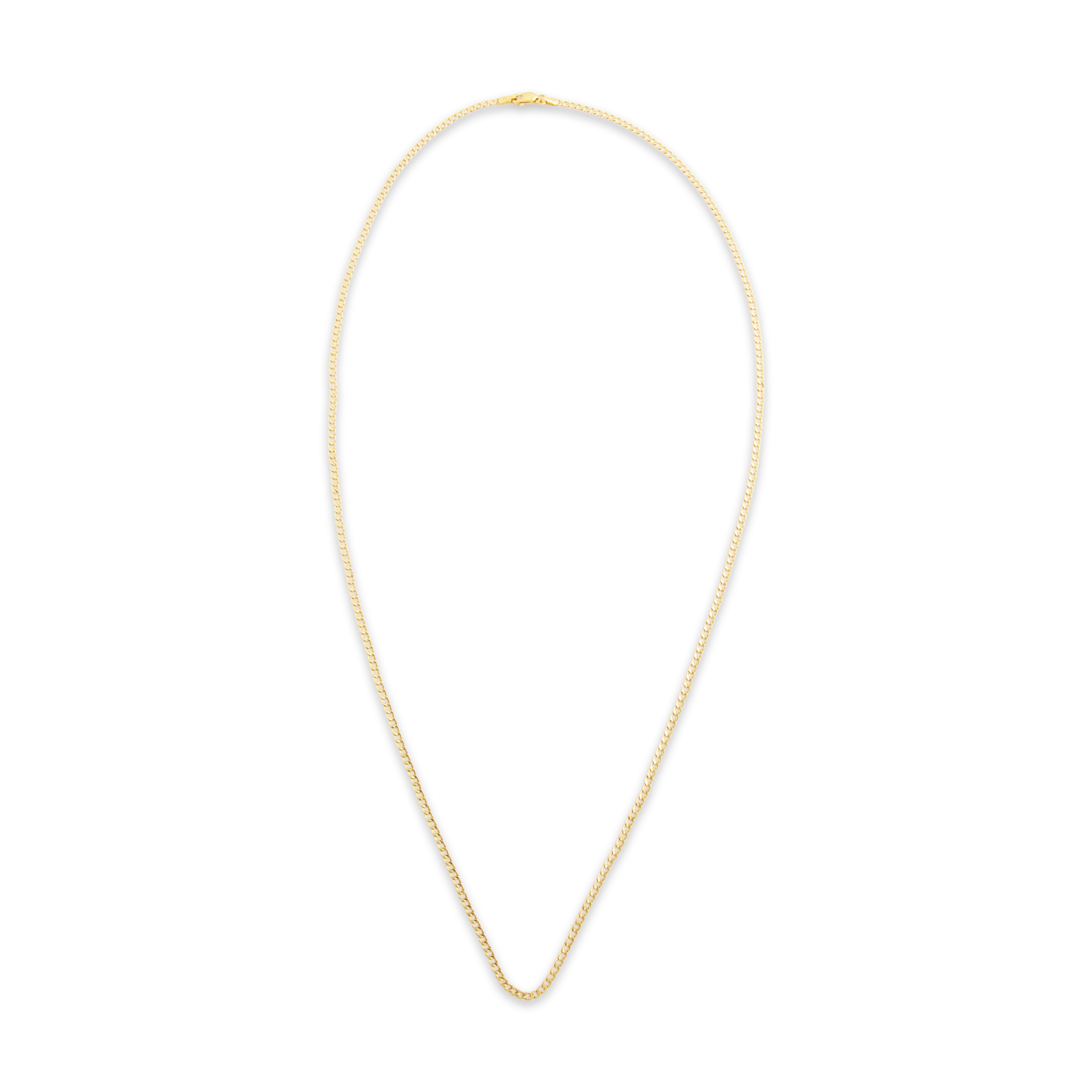 Vintage 14k Yellow Gold Lightweight Sleek Curb Chain Necklace - Overall view