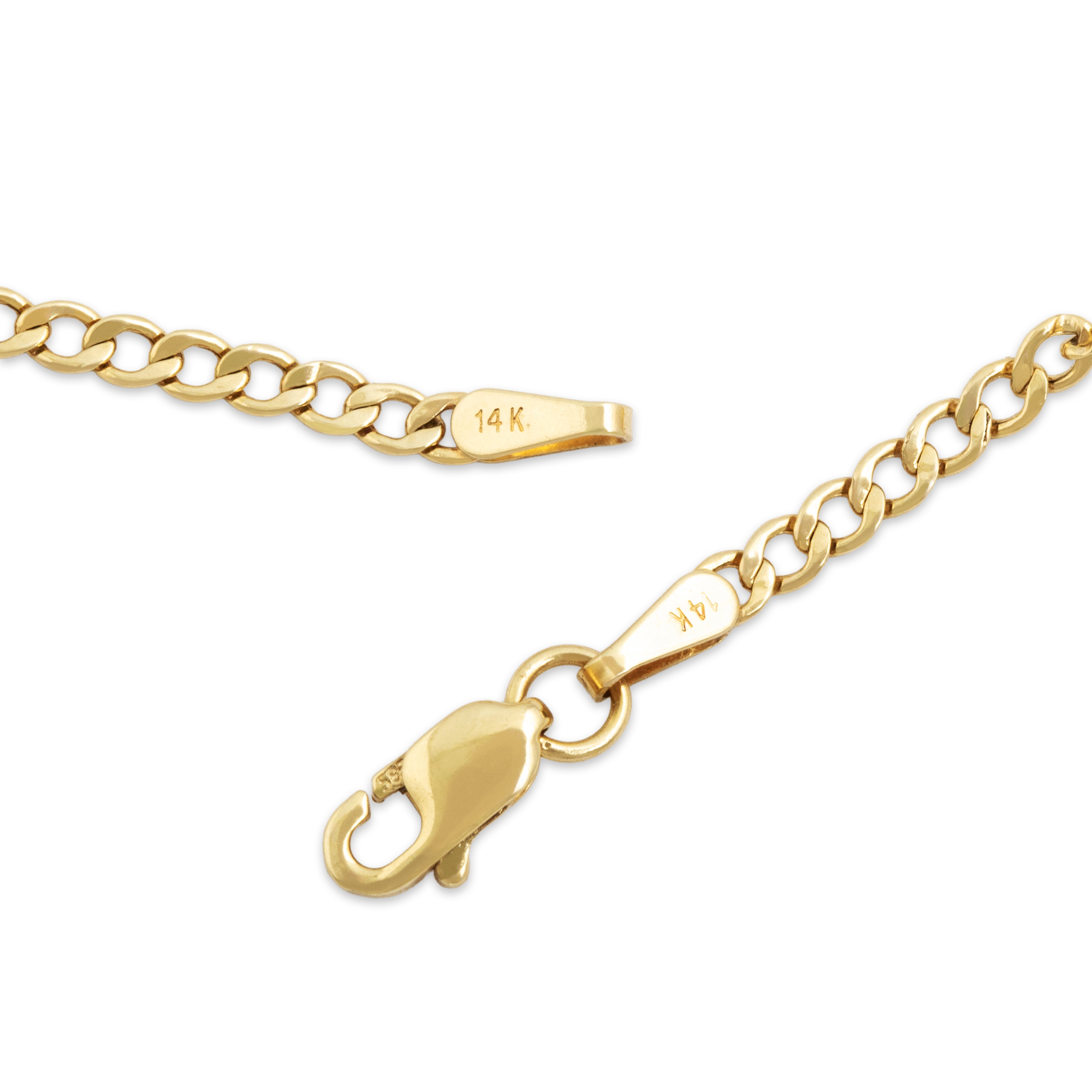 Vintage 14k Yellow Gold Lightweight Sleek Curb Chain Necklace - clasp view