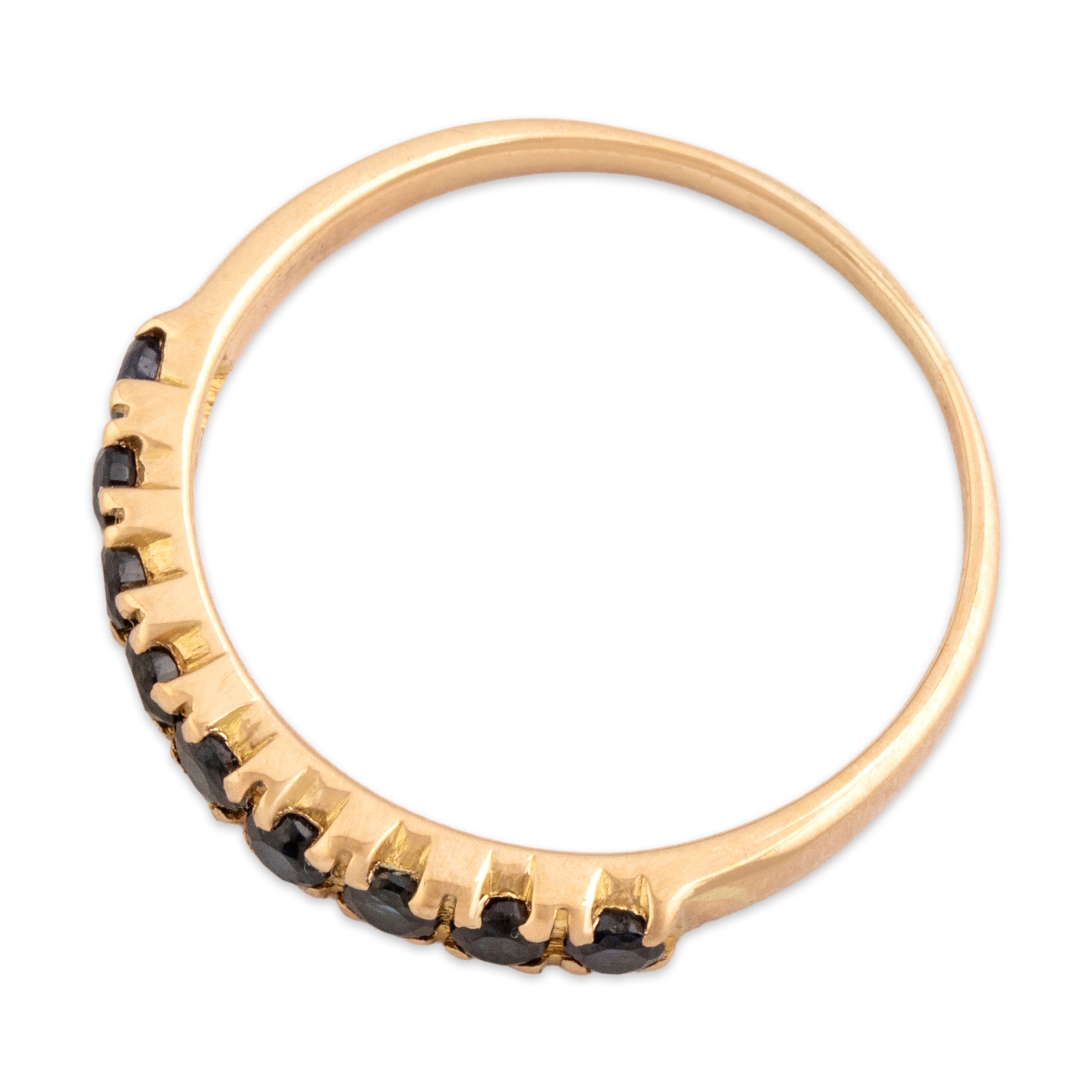 Vintage 14k Rosy Yellow Gold .66cttw Blue Sapphire Night Sky Line Band Ring - Overall view