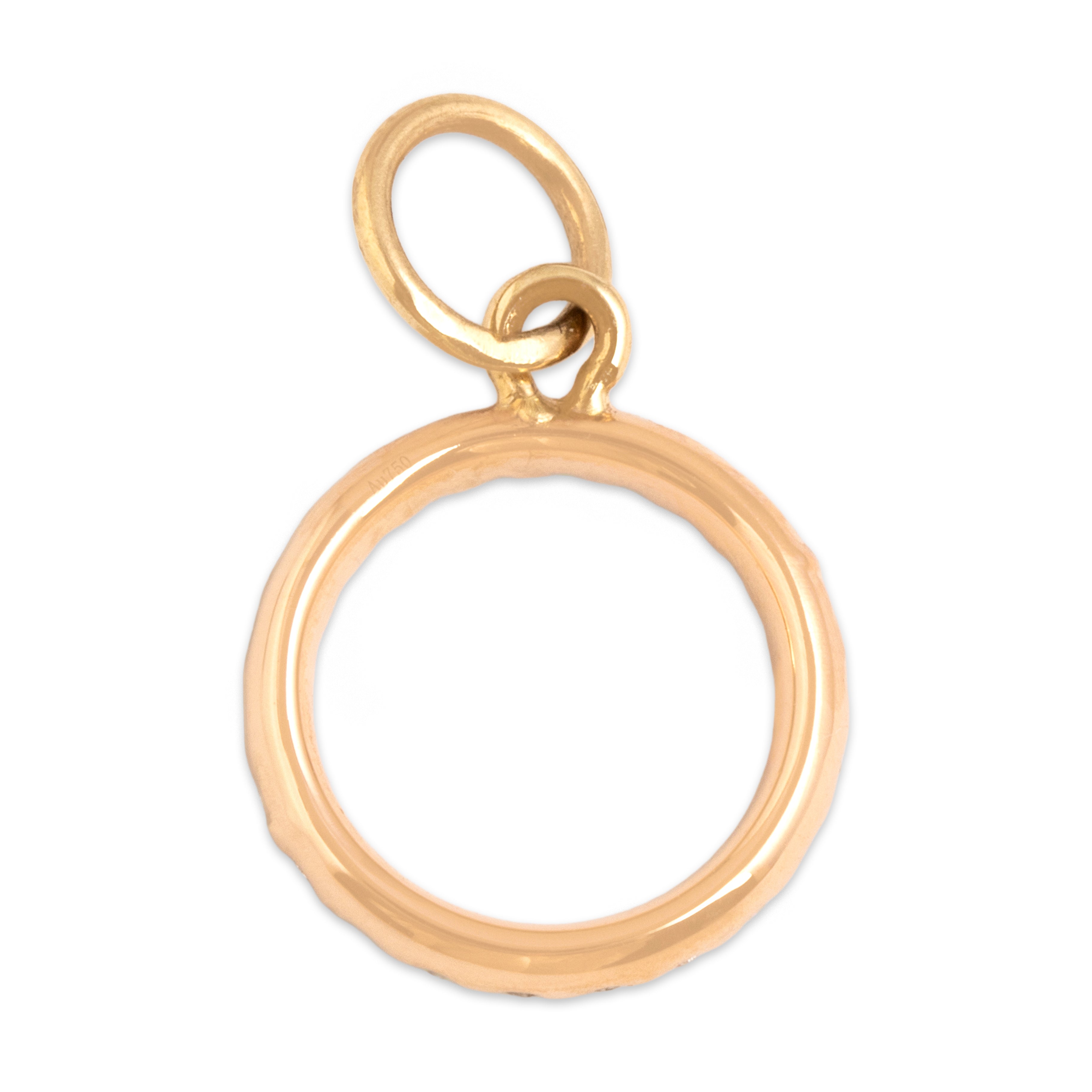 Vintage 18k Rose & Yellow Gold Diamond Glittering Open Circle Charm / Pendant - Back view