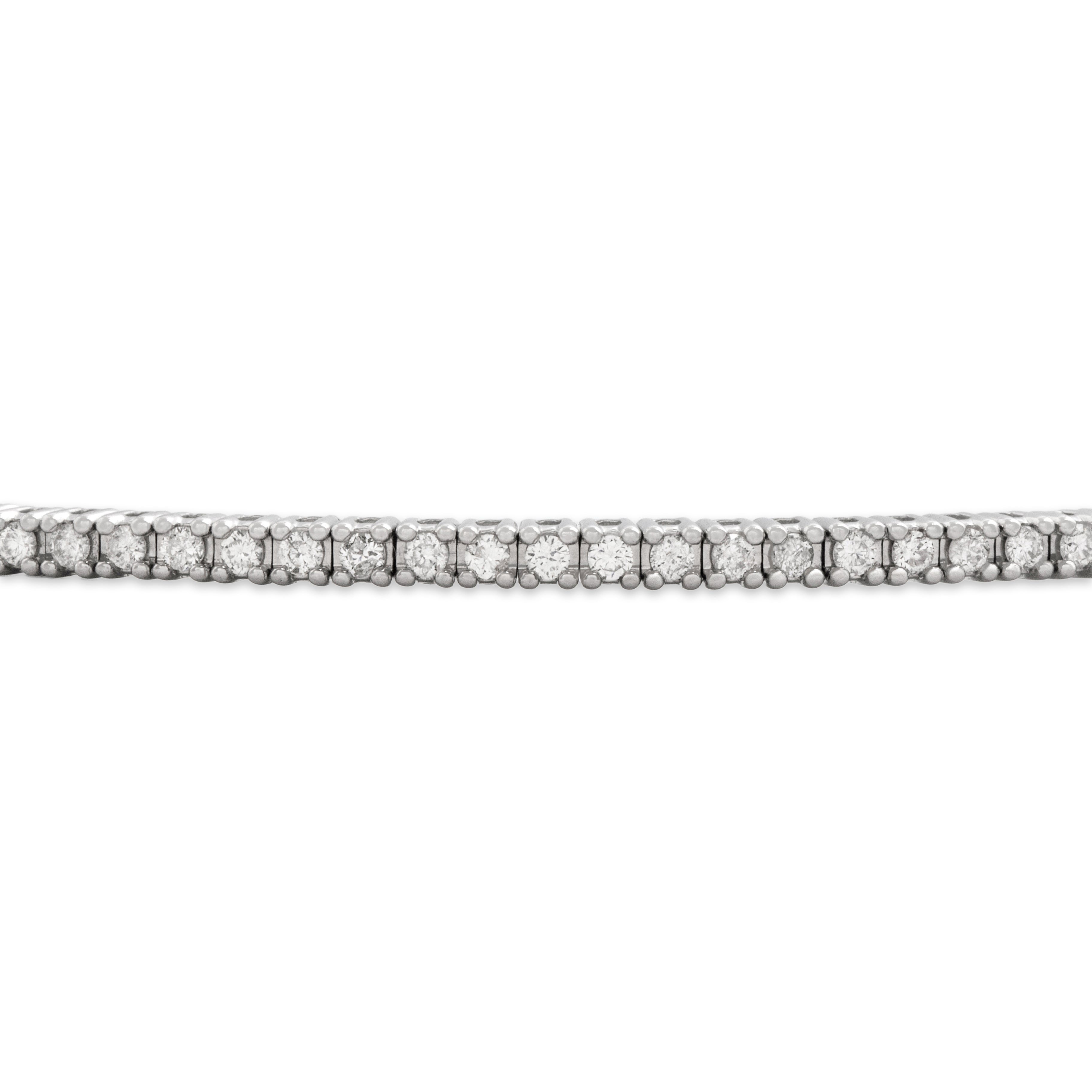 Estate 14k White Gold Diamond Chic Line Bangle Bracelet 6.5