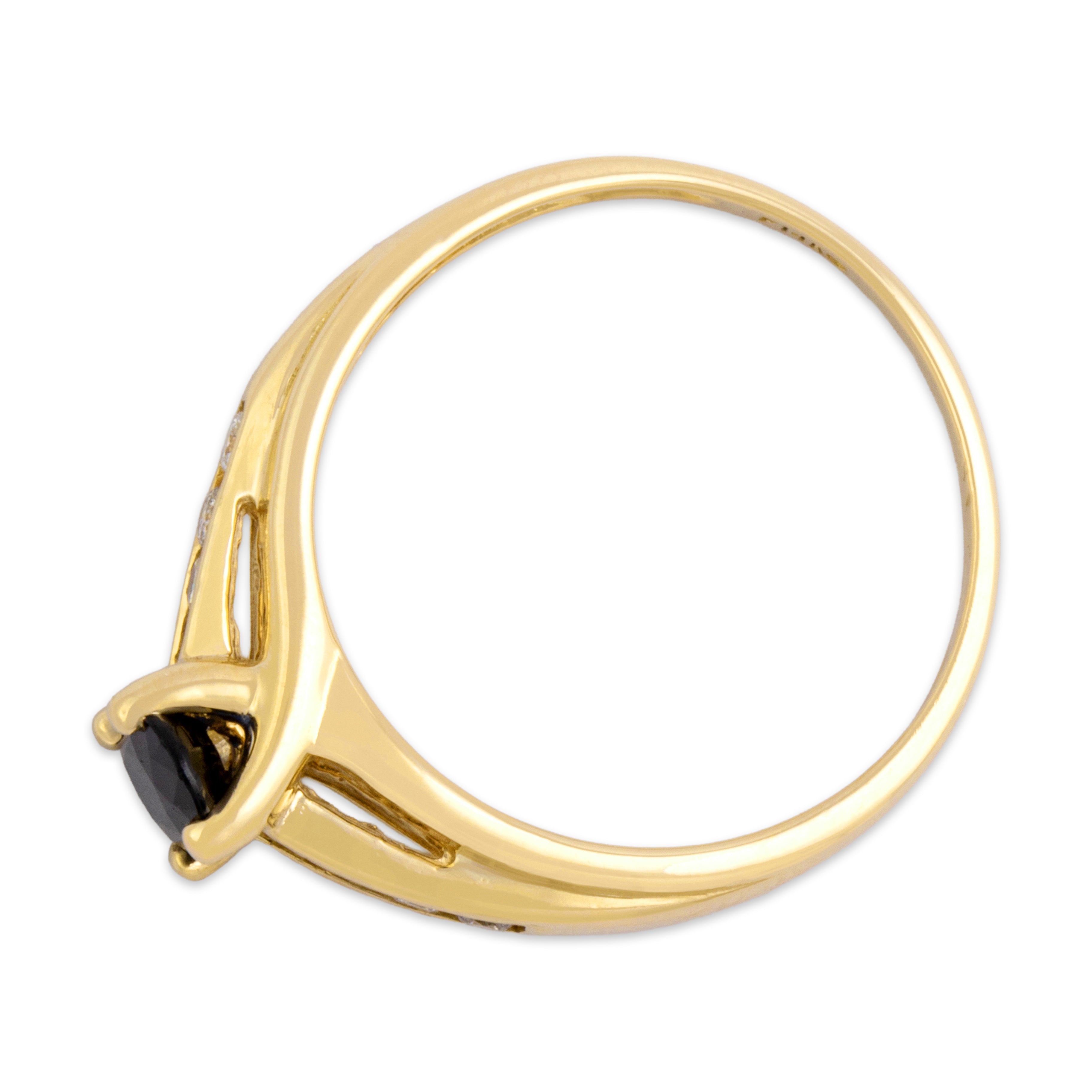 Vintage 14k Yellow Gold .63ct Dark Blue Sapphire Diamond Channel Ring 9.00