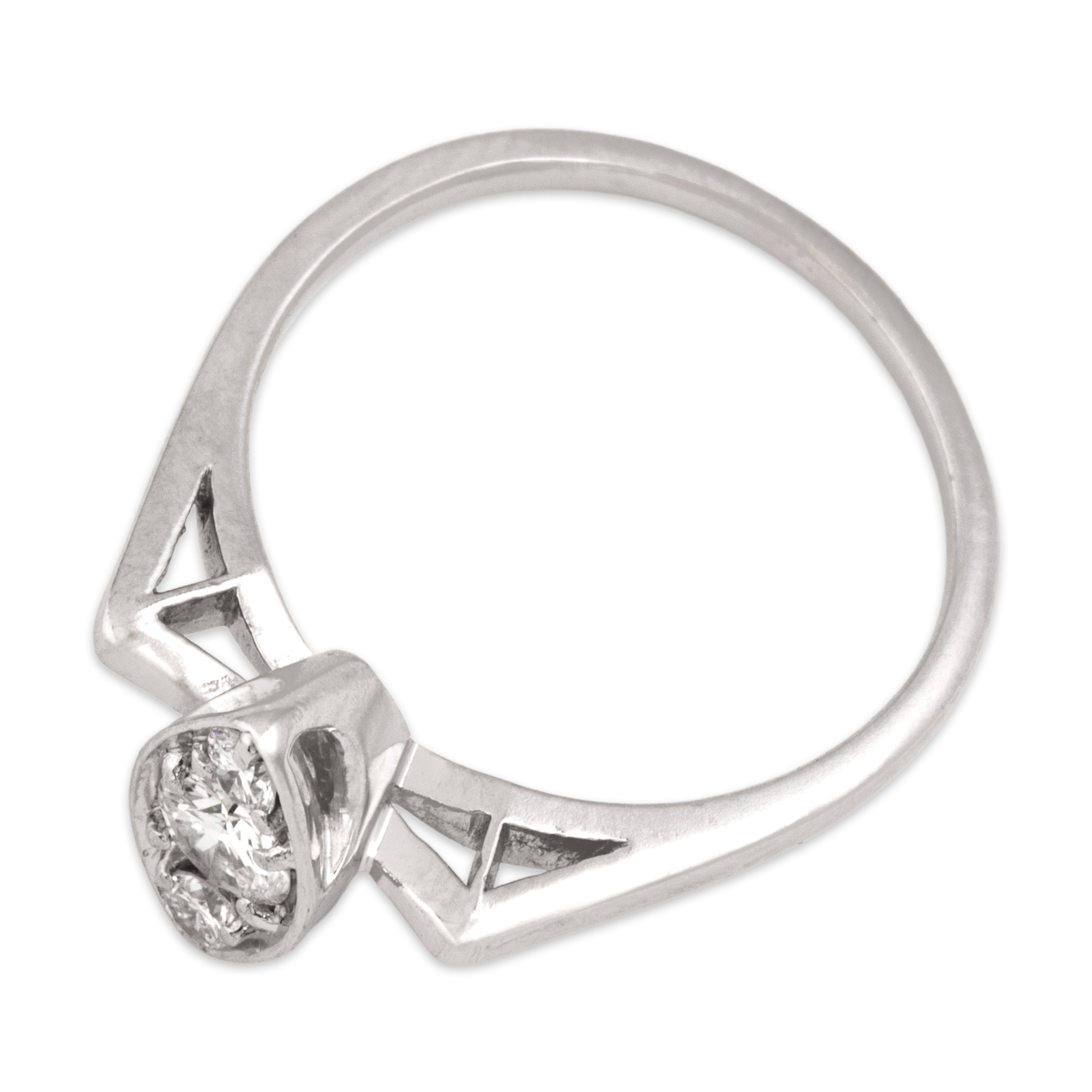 Vintage 14k White Gold Diamond Chic Navette Trio Ring - Overall view