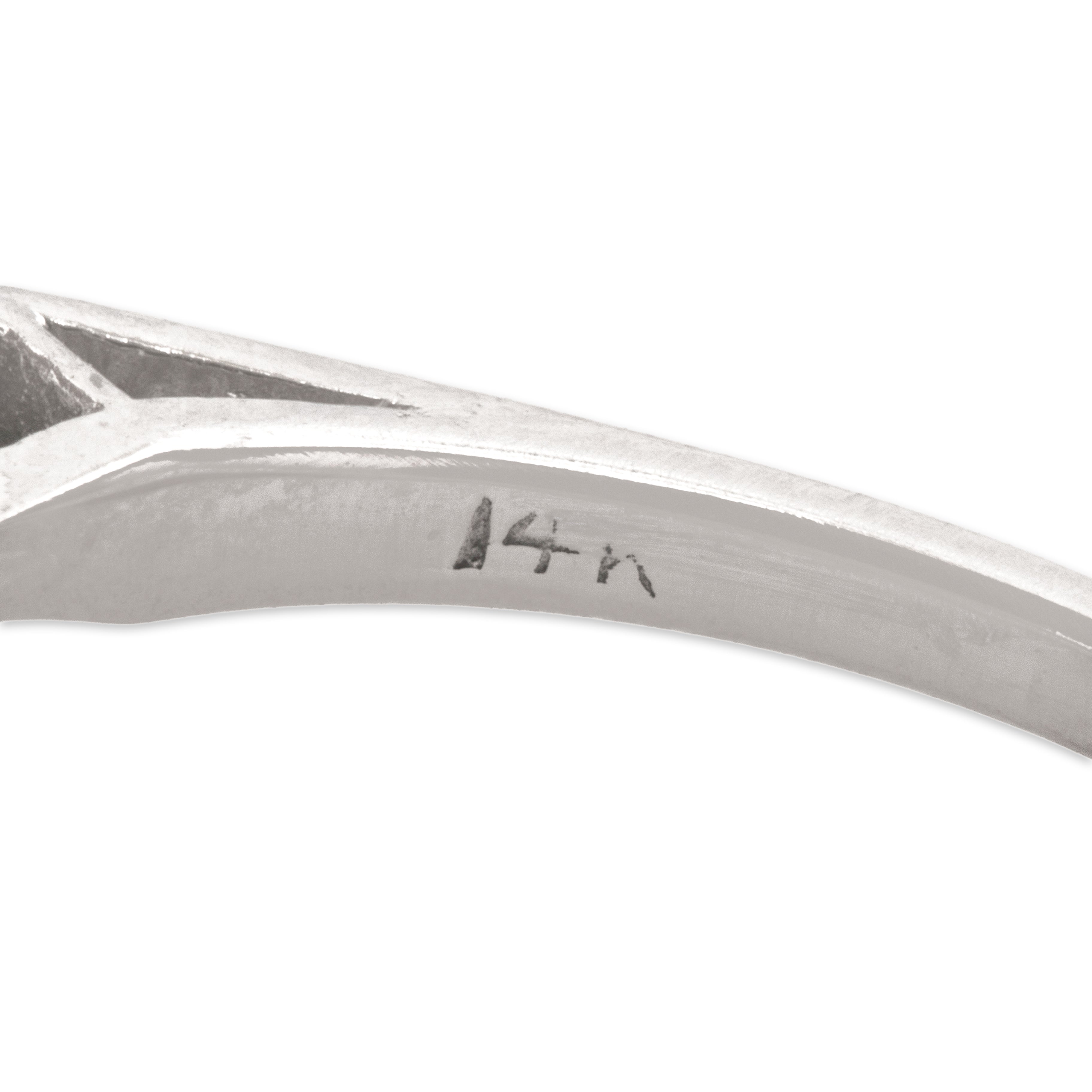 Vintage 14k White Gold Diamond Chic Navette Trio Ring - Hallmark view