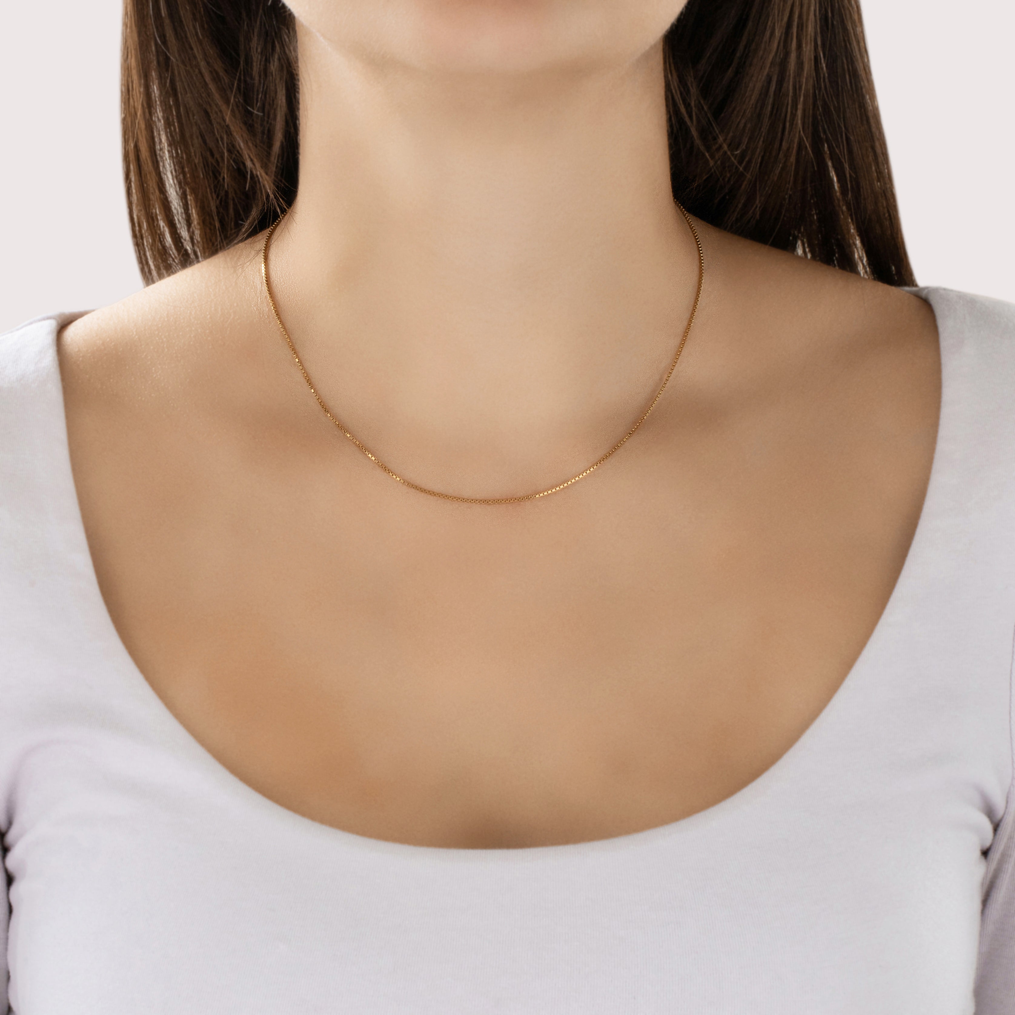 Vintage 18k Yellow Gold Sleek Box Link 1mm Chain 16