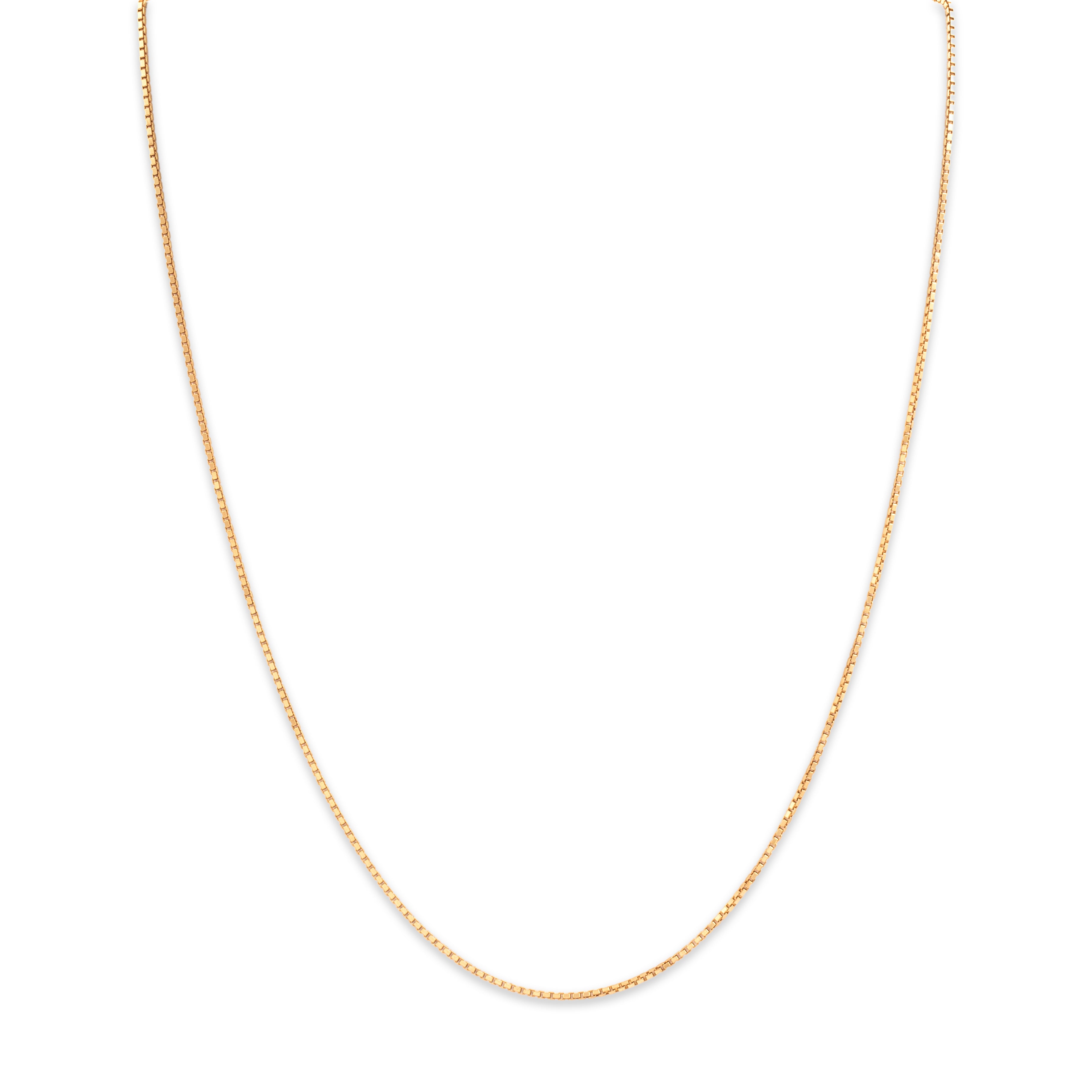 Vintage 18k Yellow Gold Sleek Box Link 1mm (At Chain) Chain - Close-up view