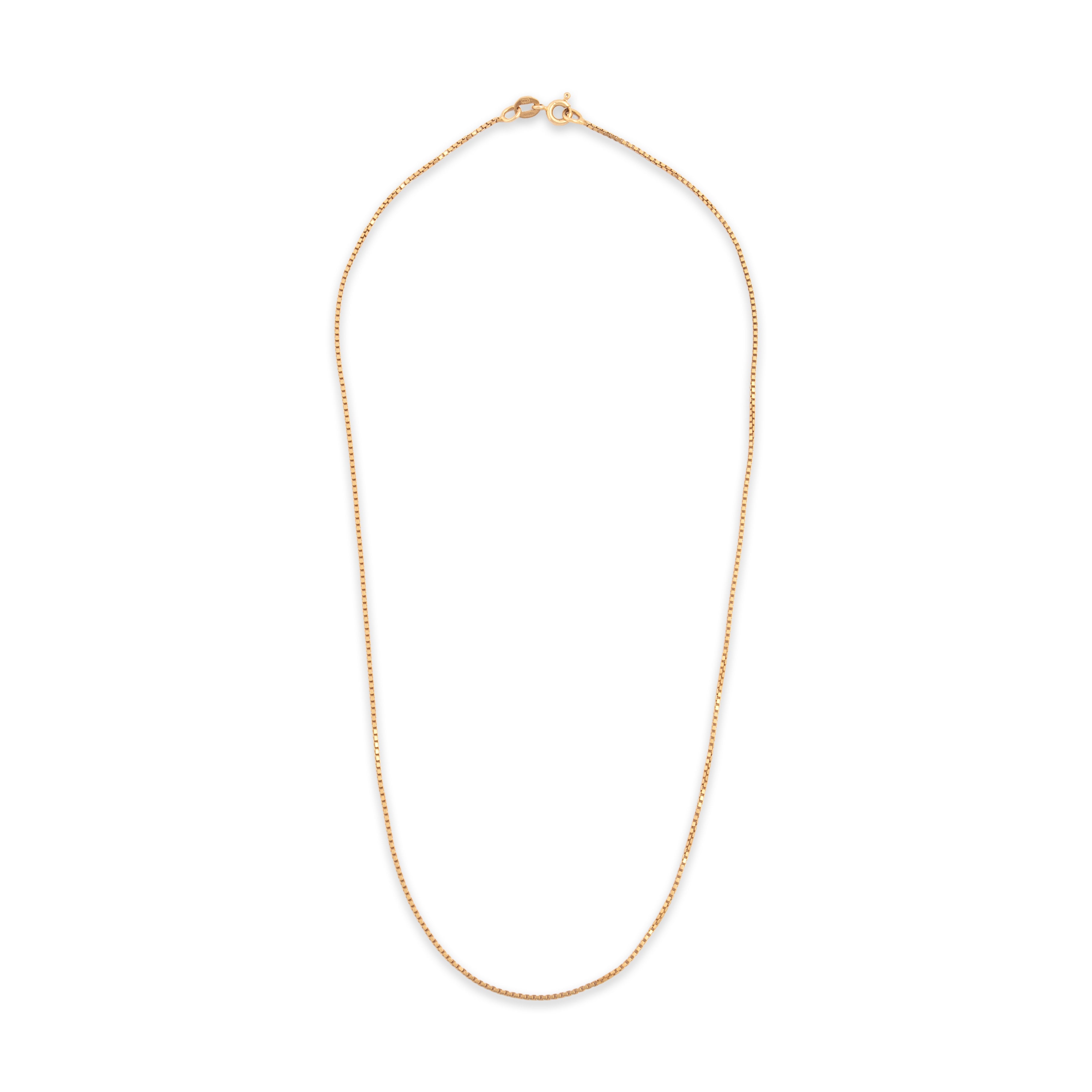 Vintage 18k Yellow Gold Sleek Box Link 1mm (At Chain) Chain - Overall view