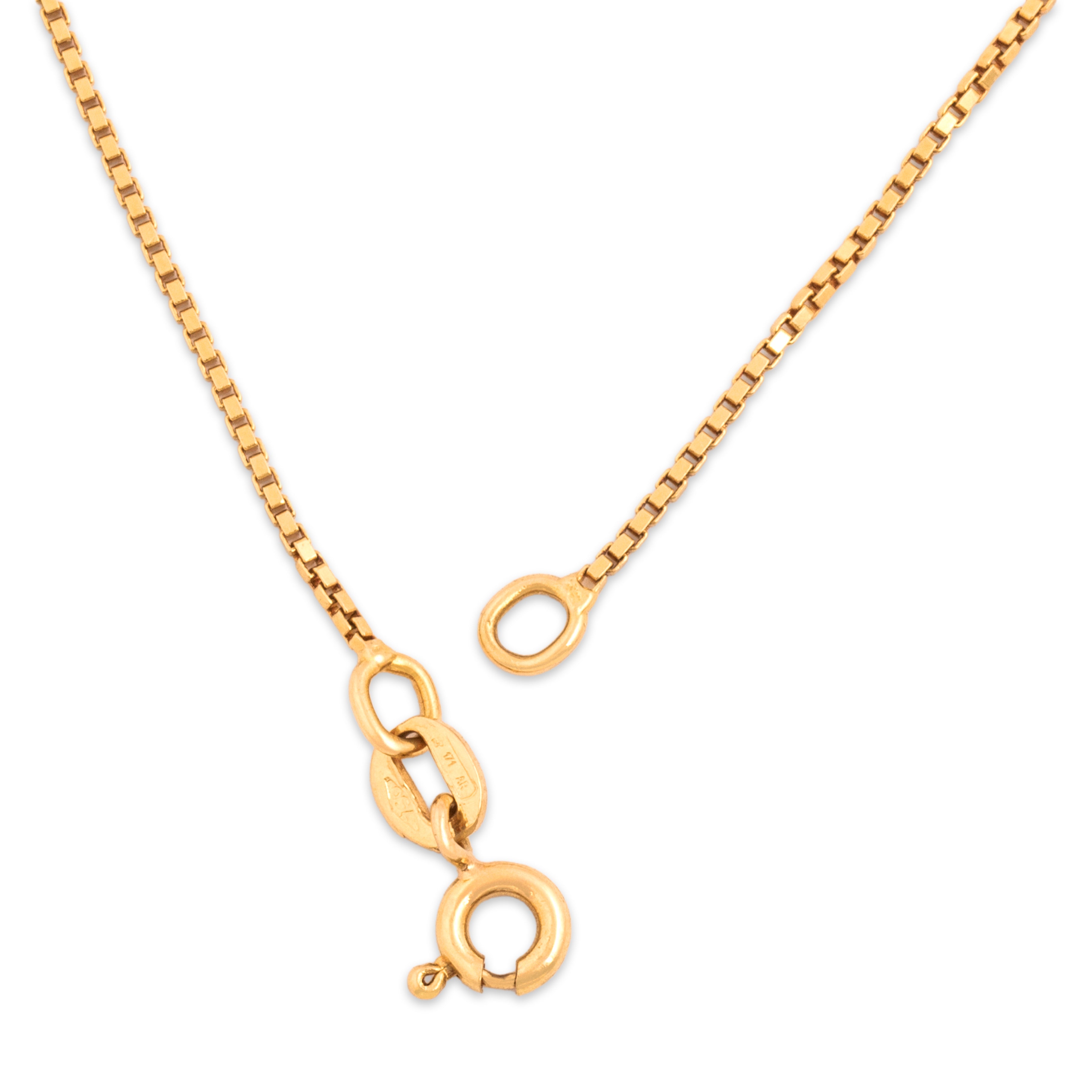 Vintage 18k Yellow Gold Sleek Box Link 1mm (At Chain) Chain - clasp view