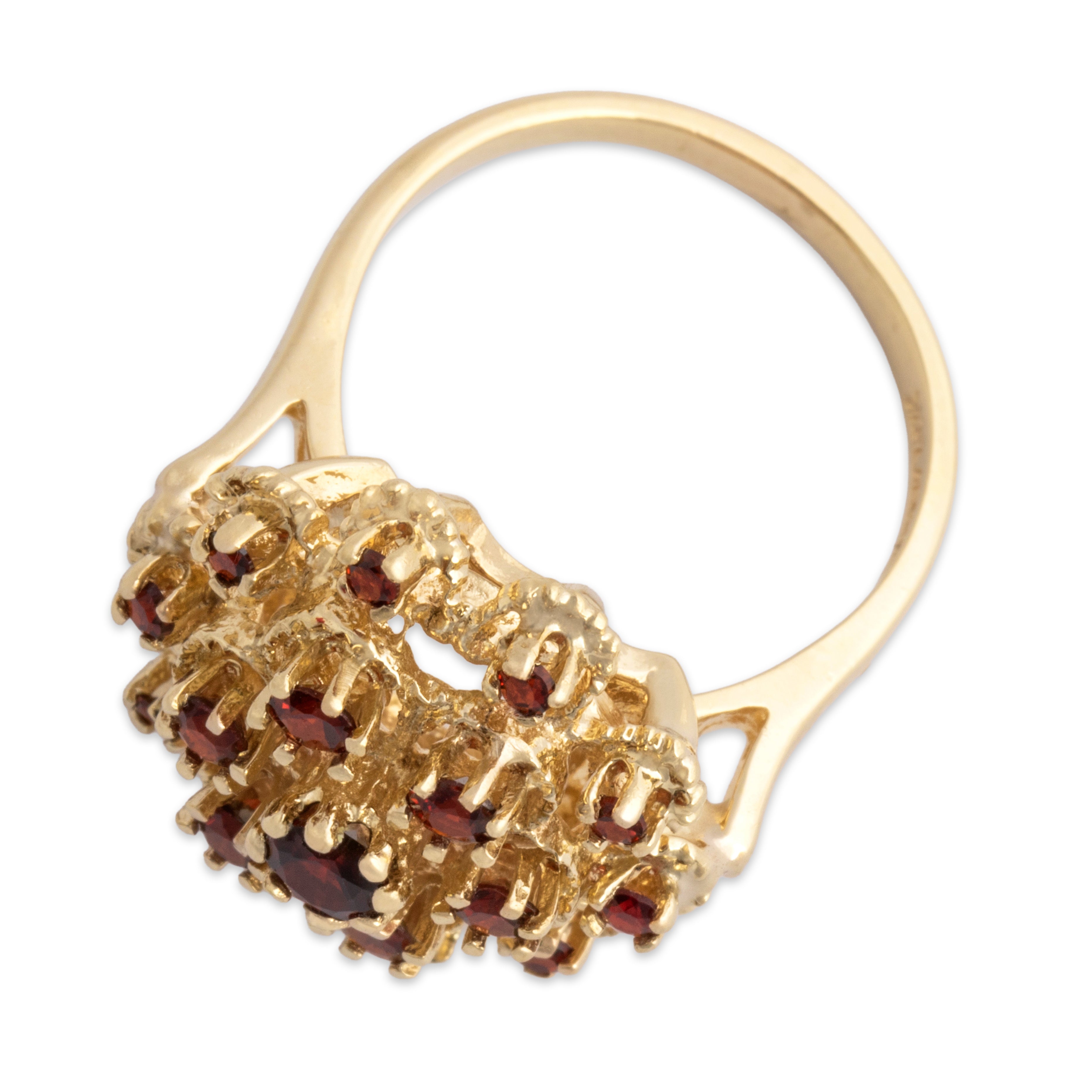 Vintage Stern & Stern 14k Yellow Gold .65cttw Garnet Bold Layered Floriform Ring 6.25