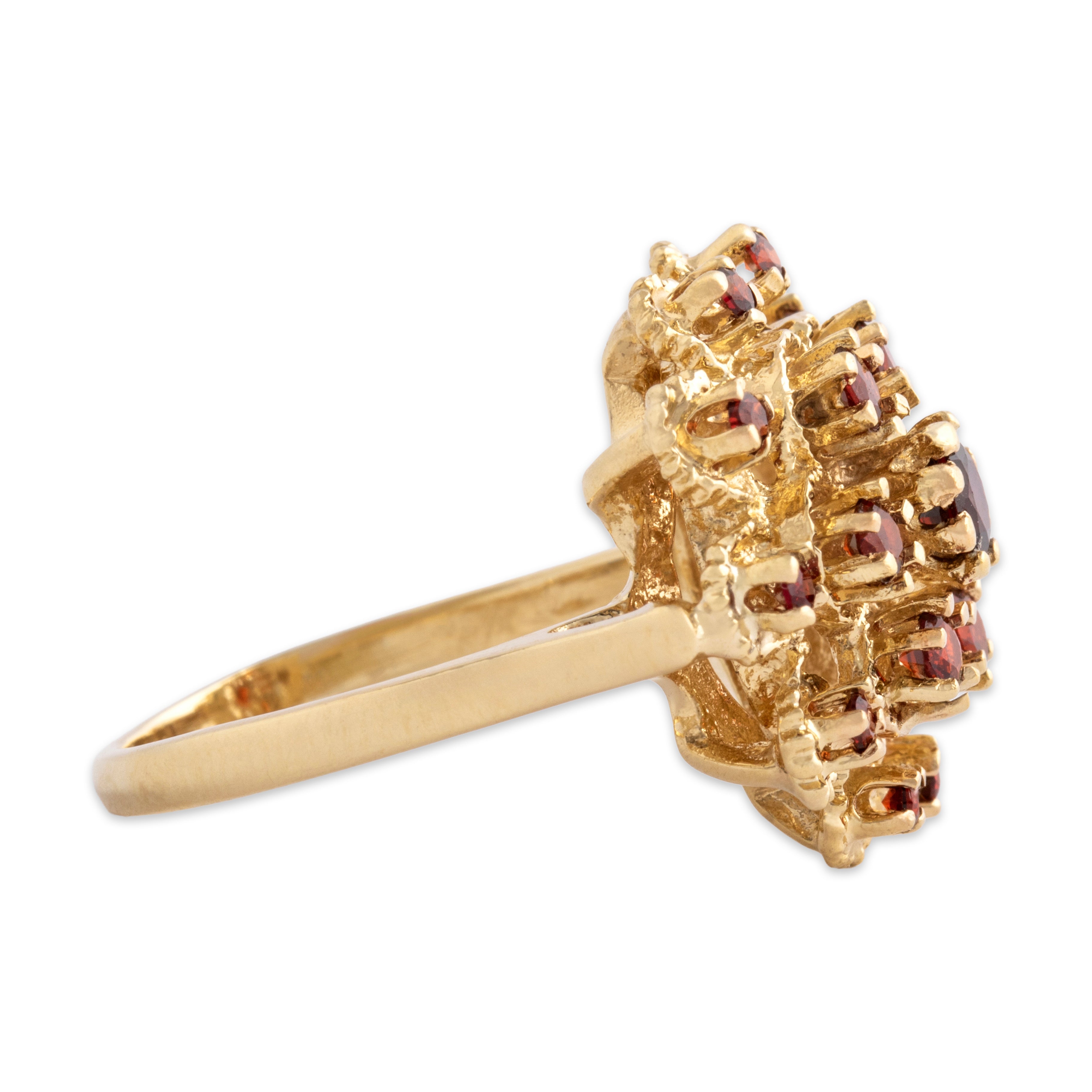 Vintage Stern & Stern 14k Yellow Gold .65cttw Garnet Bold Layered Floriform Ring 6.25