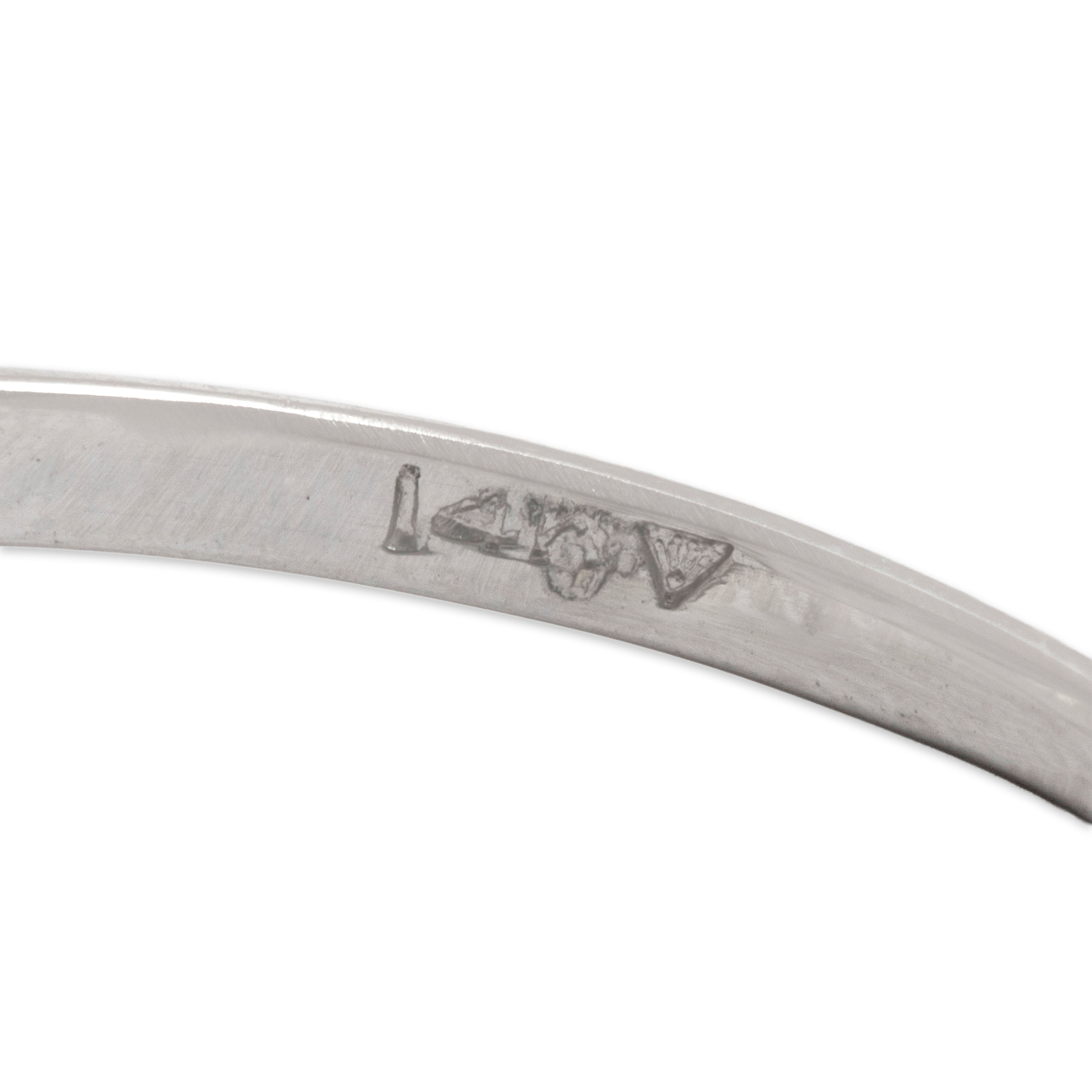 Vintage 14k White Gold Blue Sapphire Diamond Circle Halo Ring - Hallmark view