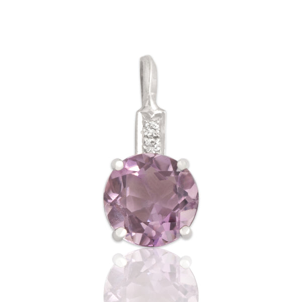 Vintage 14k White Gold 1.83ct Amethyst Diamond Sparkly Purple Drop Pendant