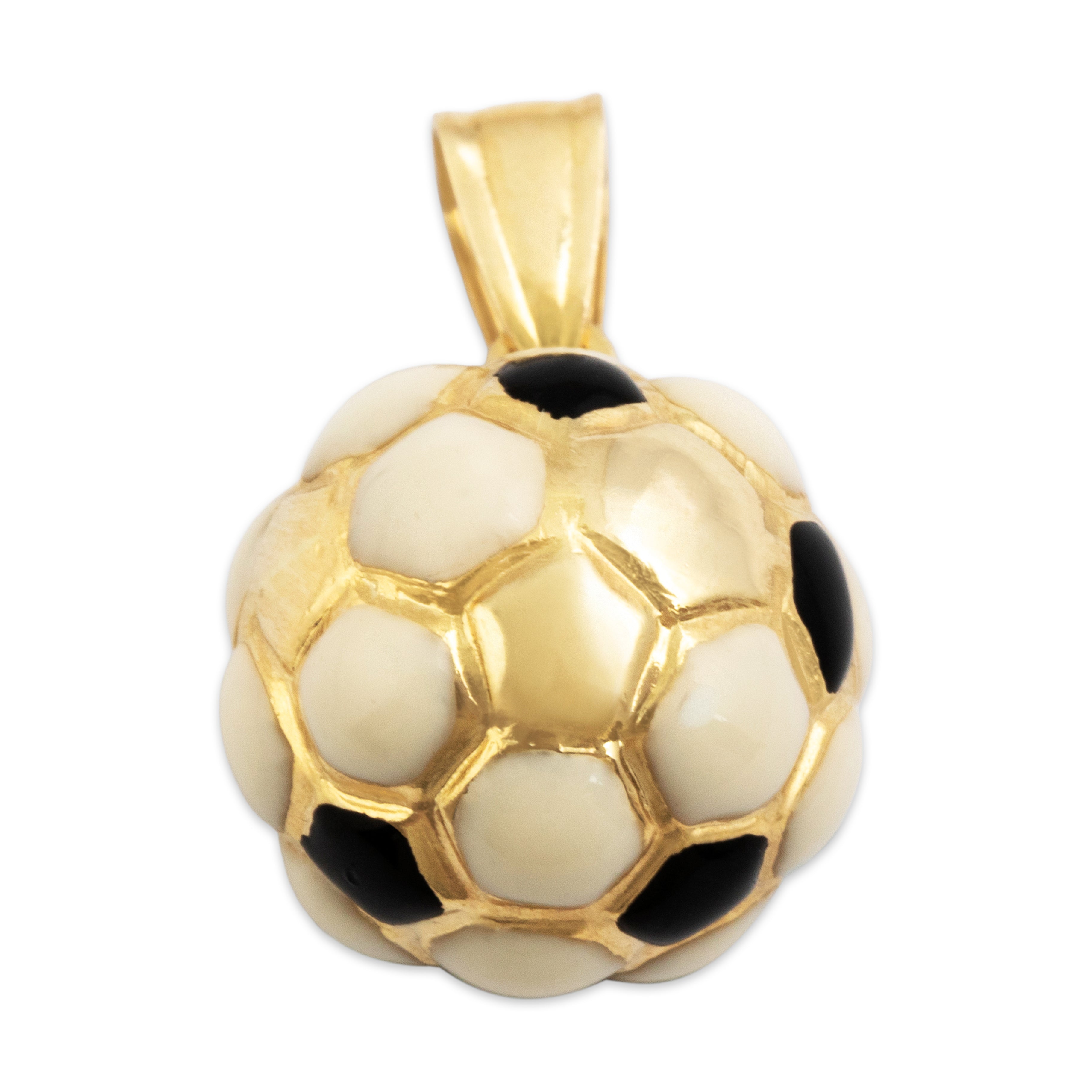 Vintage 14k Yellow Gold Lightweight Soccer Ball Pendant - Overall view