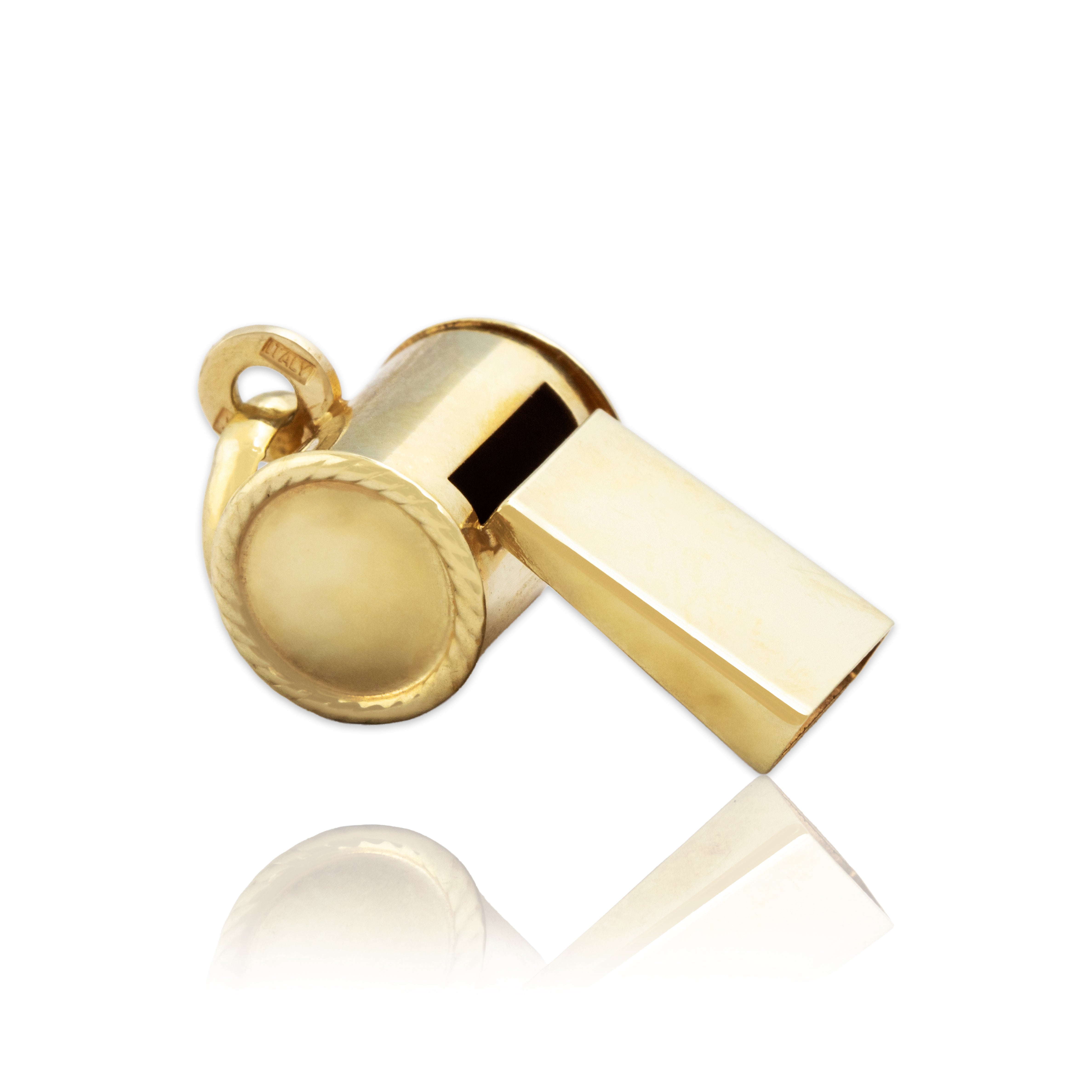 Vintage Italian 14k Yellow Gold Fantastic Functional Whistle Charm / Pendant