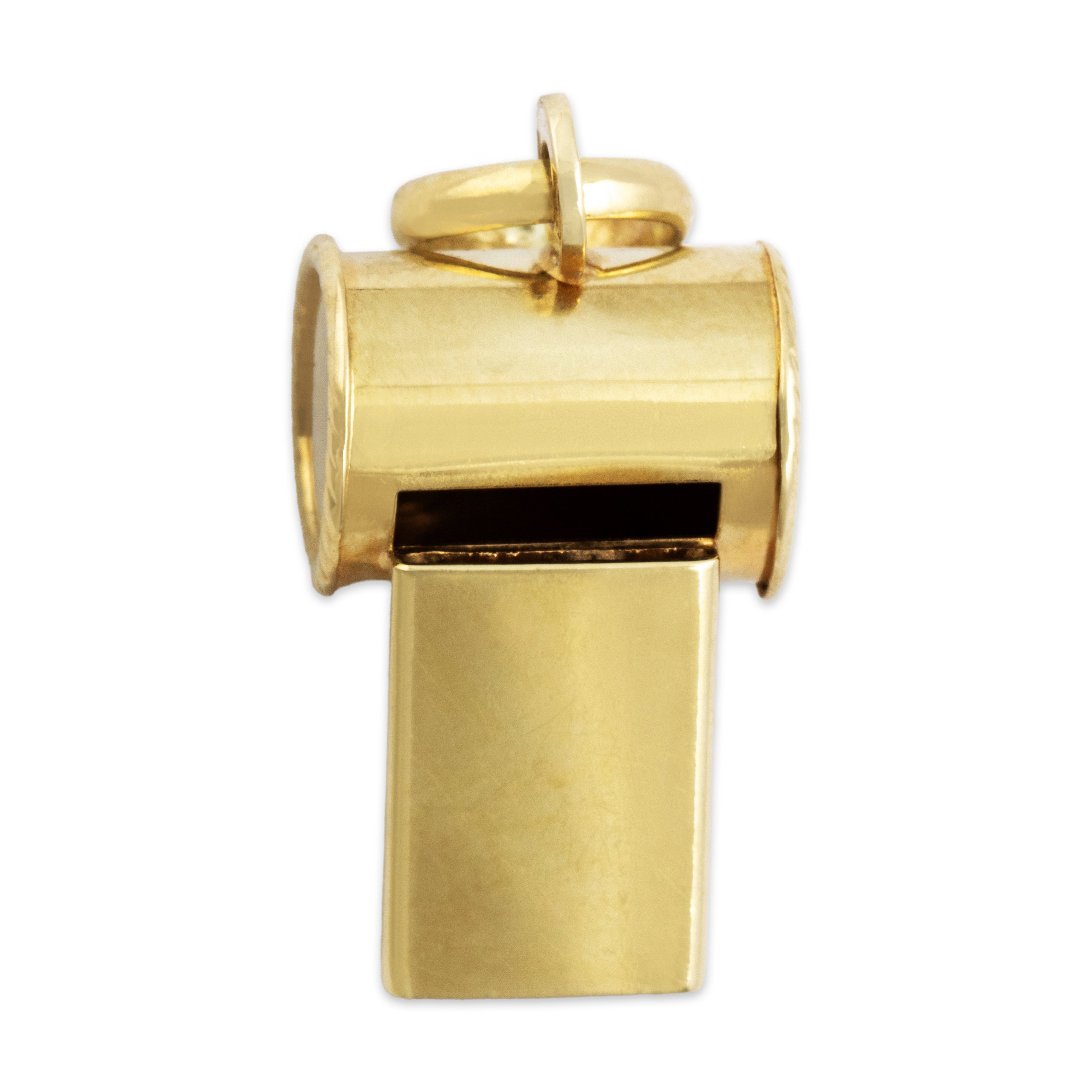 Vintage Italian 14k Yellow Gold Fantastic Functional Whistle Charm / Pendant - detail view #1