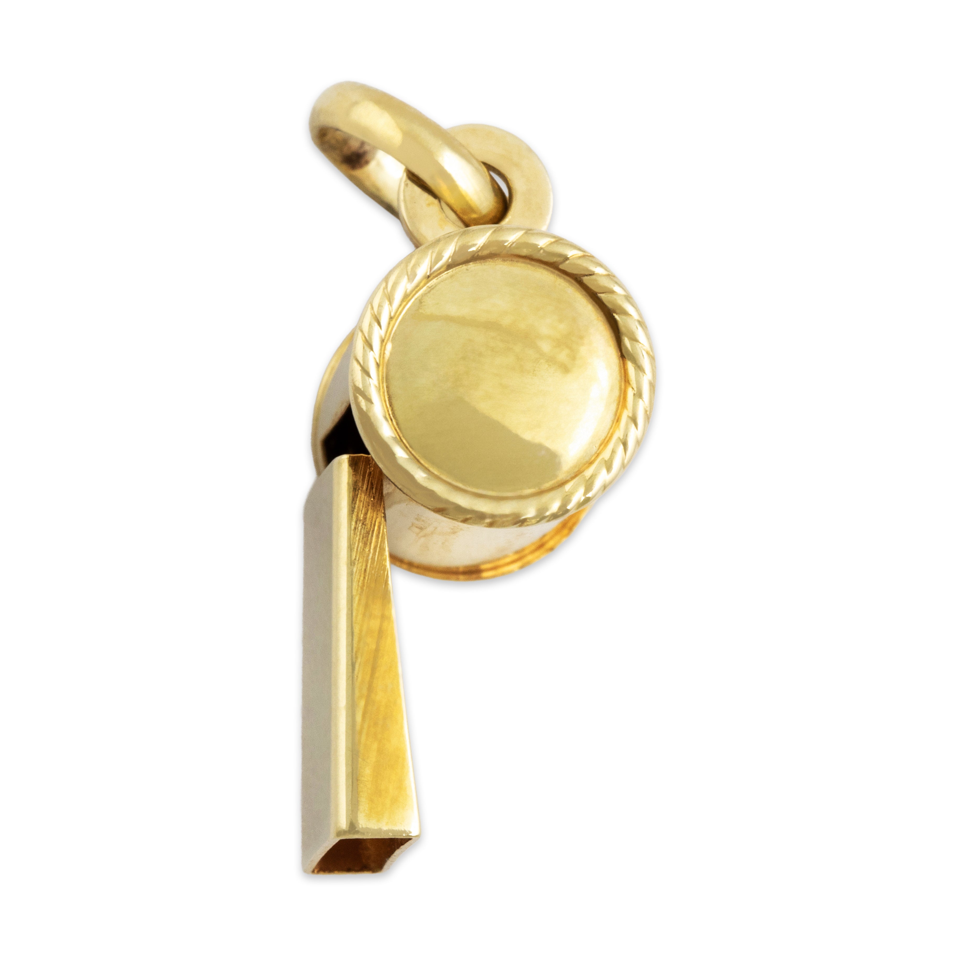 Vintage Italian 14k Yellow Gold Fantastic Functional Whistle Charm / Pendant - detail view #2