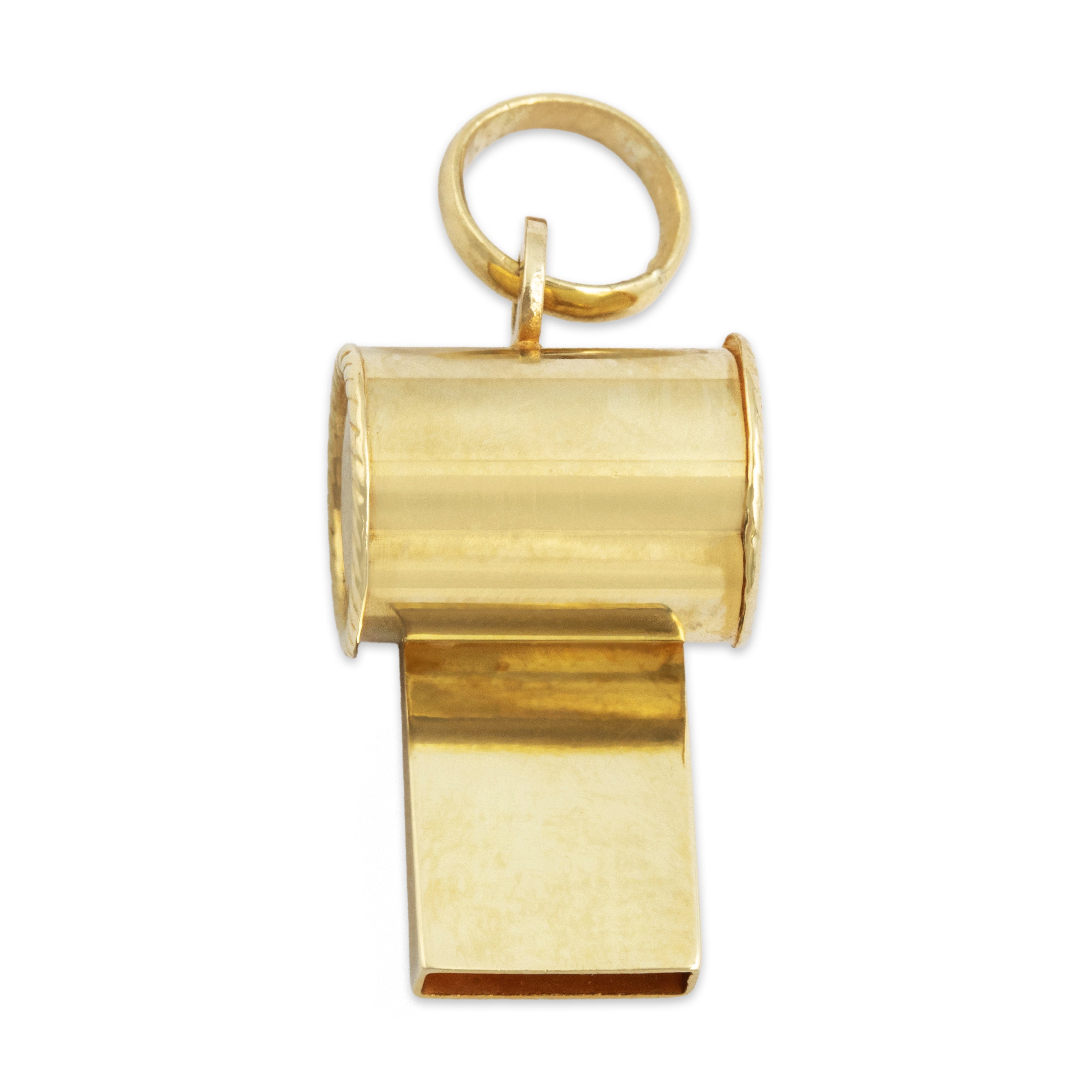 Vintage Italian 14k Yellow Gold Fantastic Functional Whistle Charm / Pendant - detail view #3