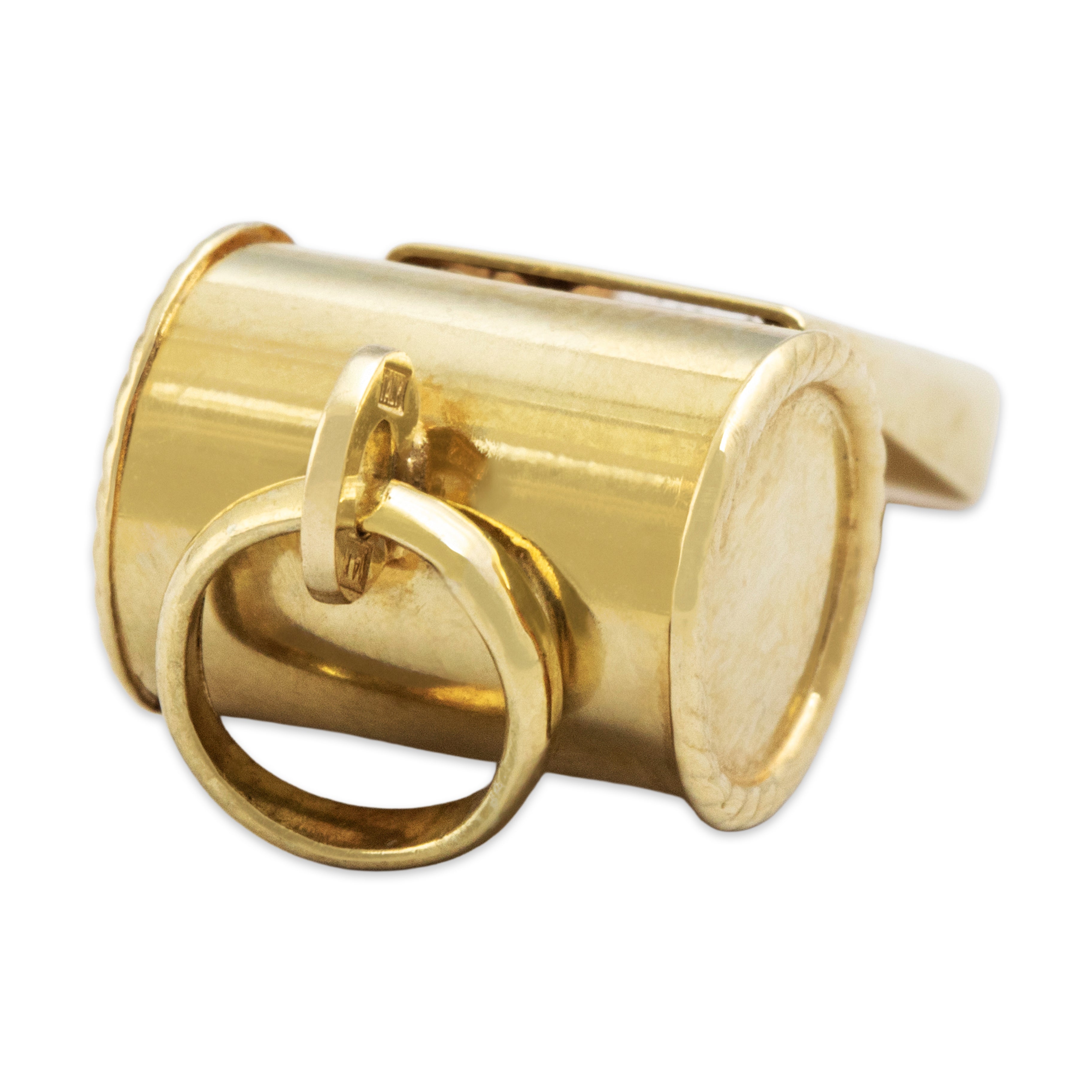 Vintage Italian 14k Yellow Gold Fantastic Functional Whistle Charm / Pendant - detail view #4