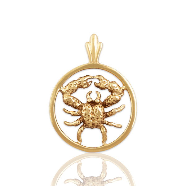 Vintage 14k Yellow Gold Cancer Zodiac Crab Pendant