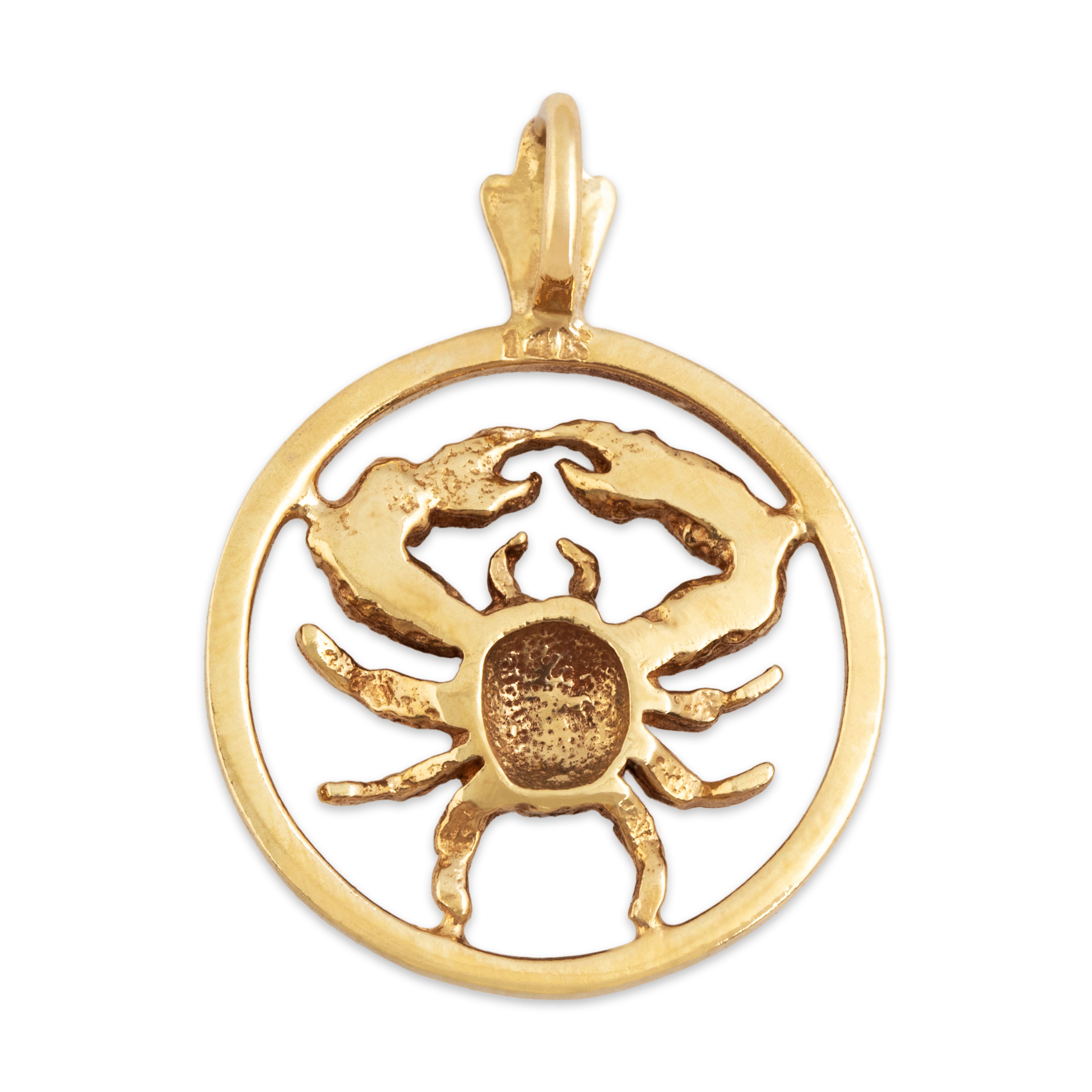 Vintage 14k Yellow Gold Cancer Zodiac Pendant - Back view