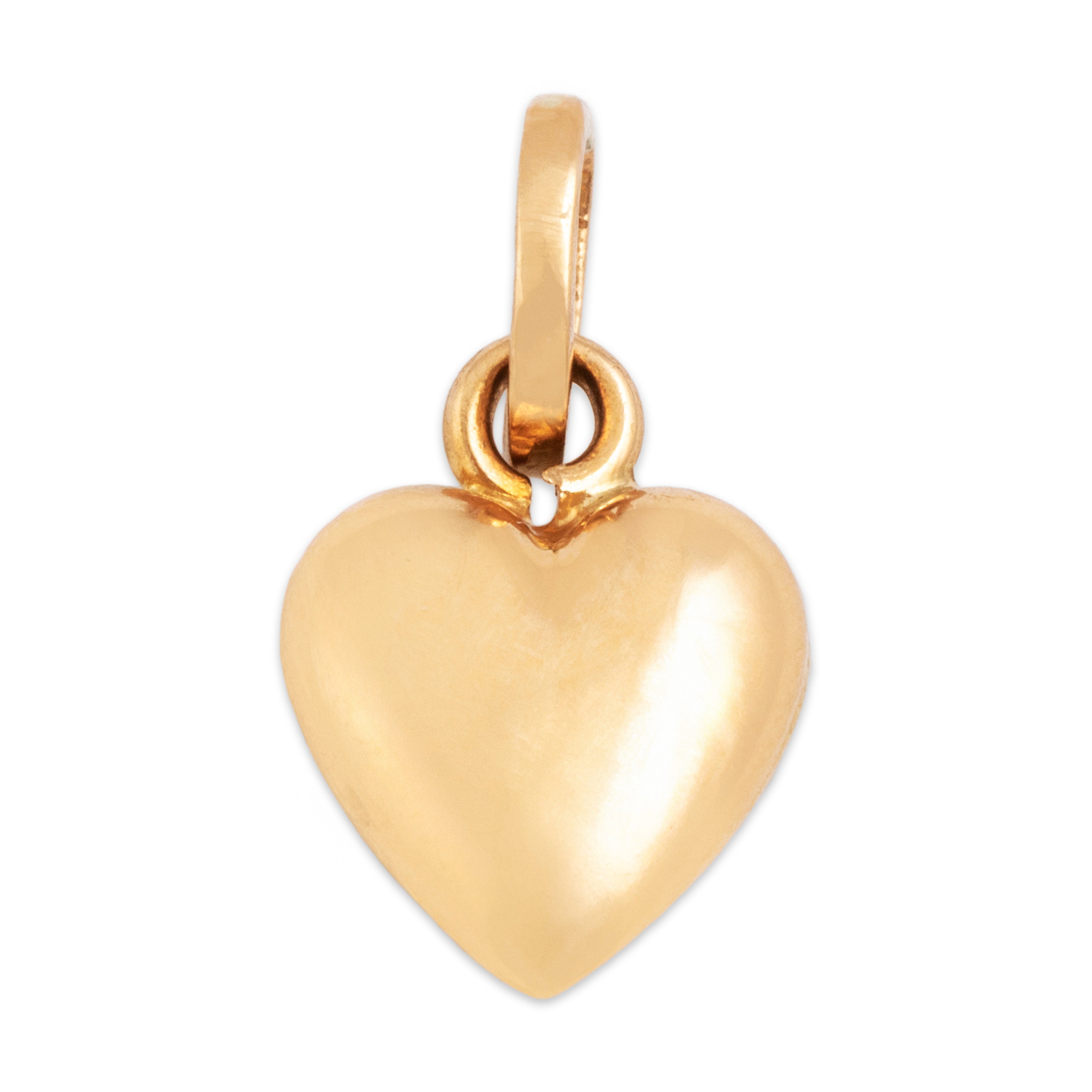 Vintage Italian 18k Rosy Yellow Gold Turquoise Heart Solitaire Charm / Pendant - Back view