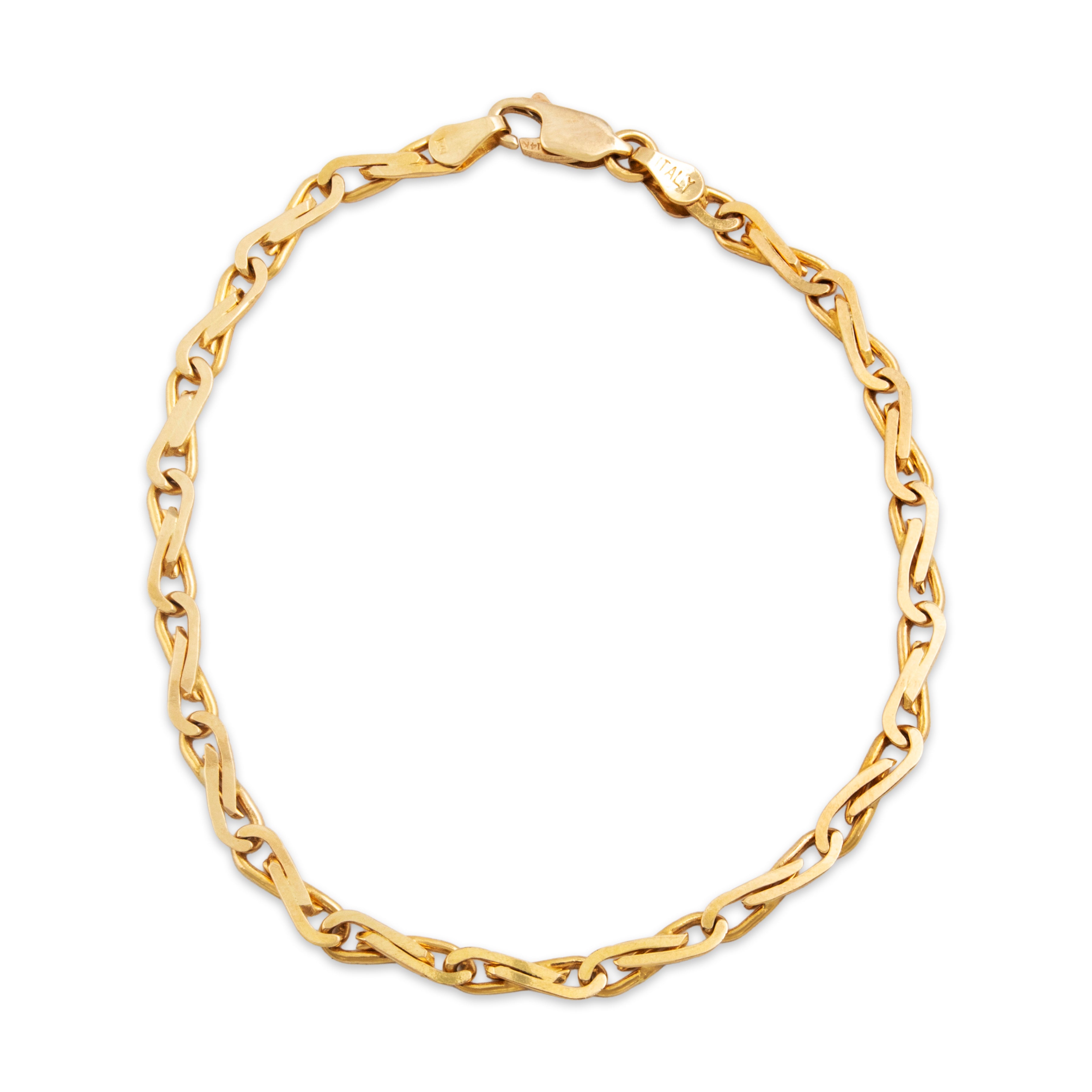 Vintage 14k Yellow Gold Figure 8 Link Bracelet - Overall view
