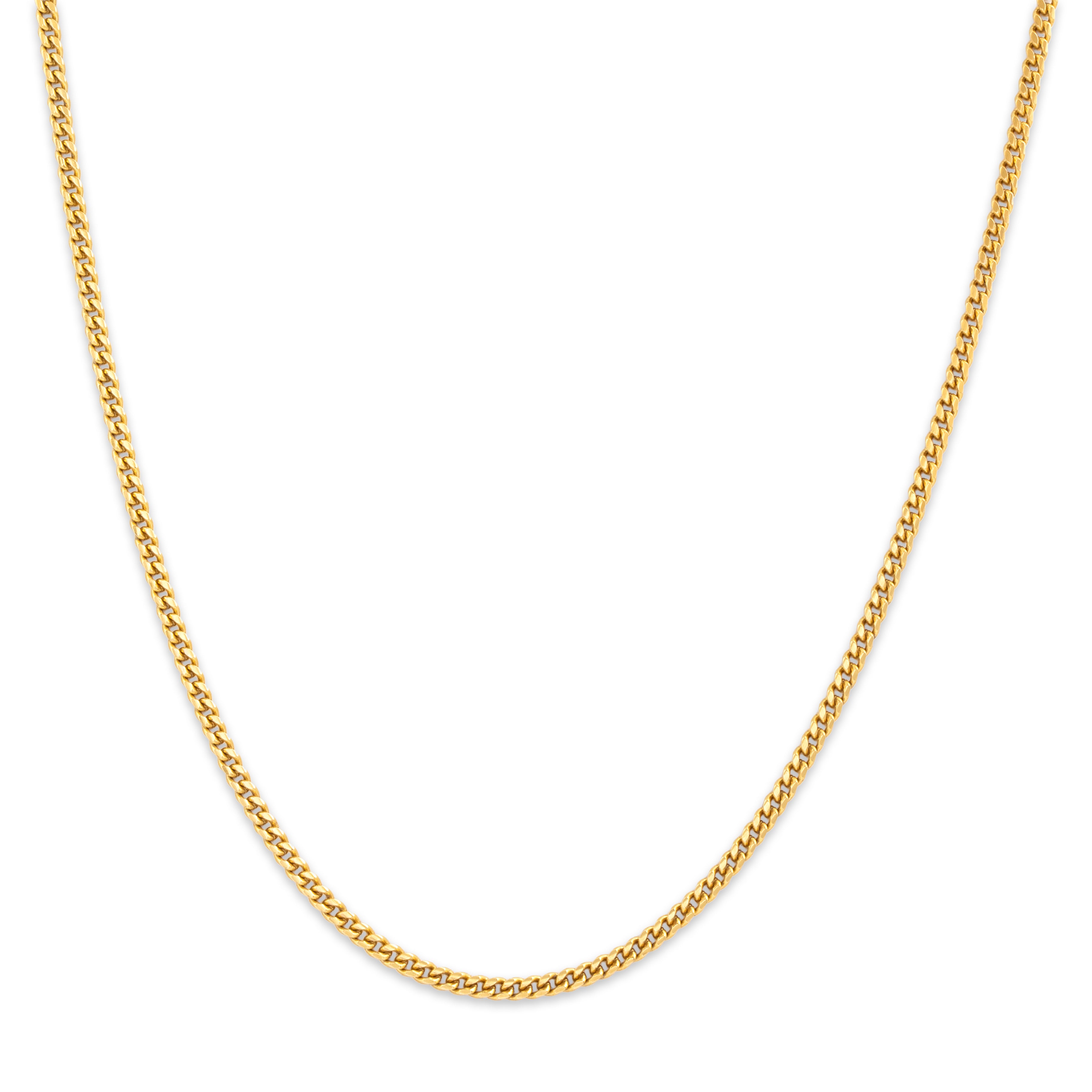 Vintage 14k Yellow Gold Sleek Curb Chain Necklace - Close-up view