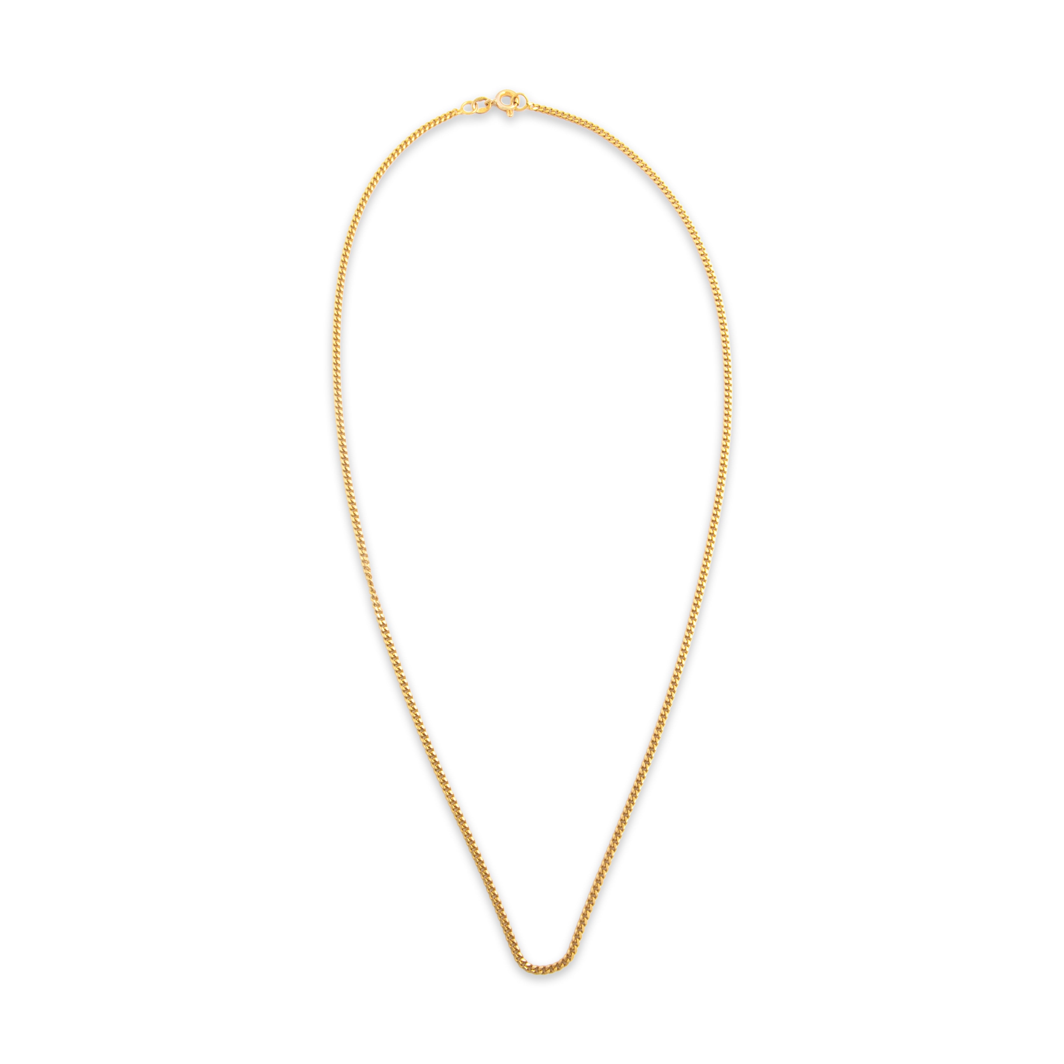 Vintage 14k Yellow Gold Sleek Curb Chain Necklace - Overall view