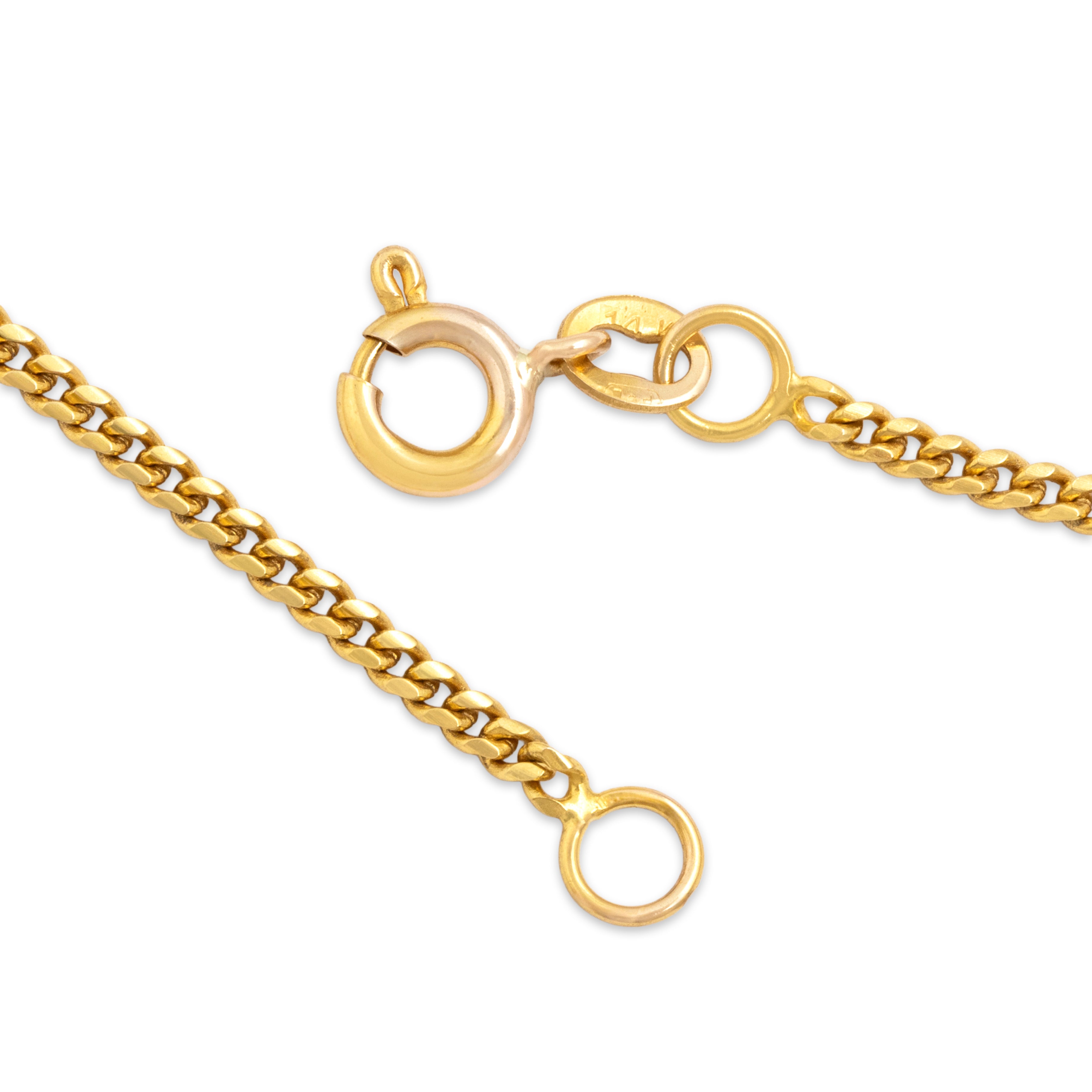 Vintage 14k Yellow Gold Sleek Curb Chain Necklace - clasp view