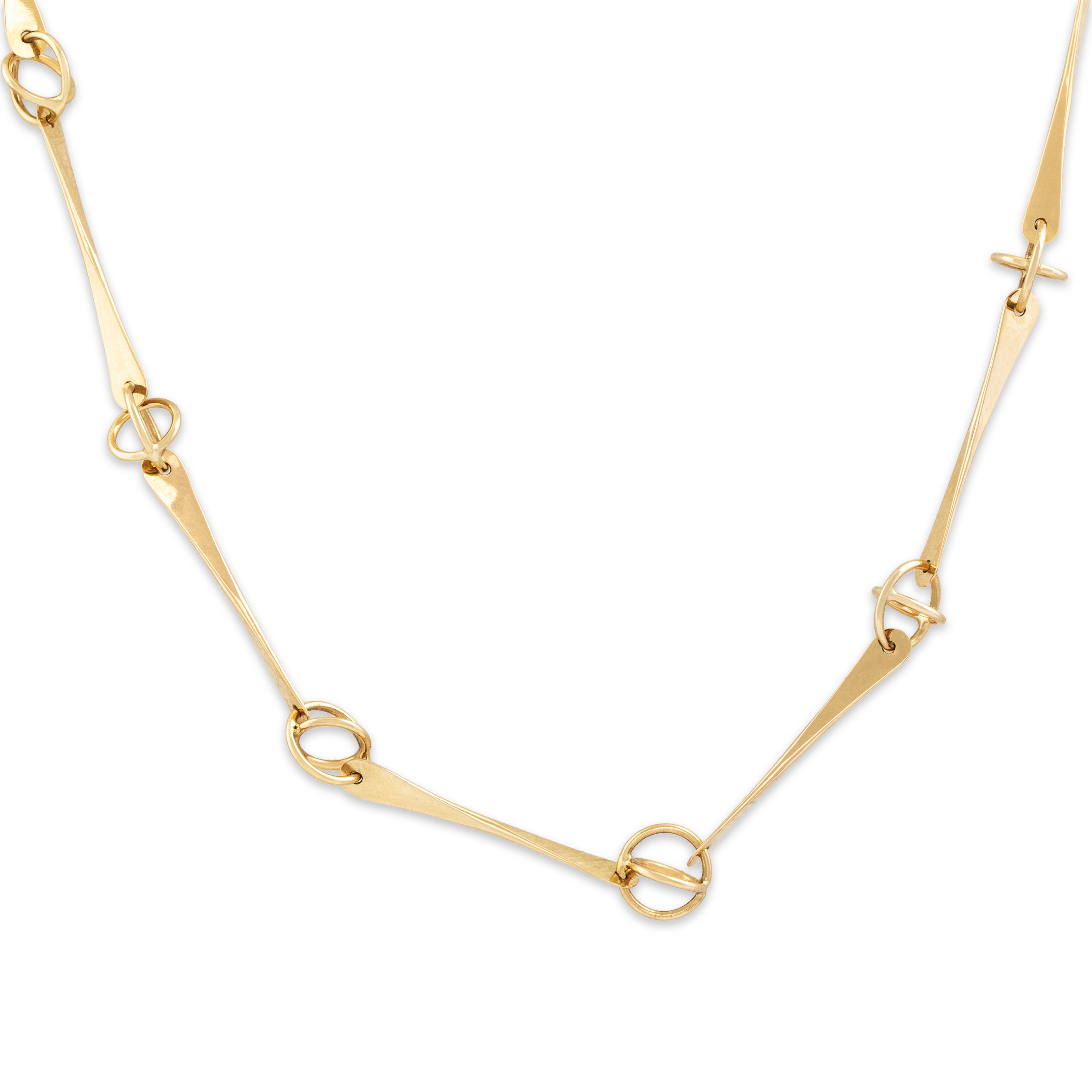 Vintage 14k Yellow Gold Orbital Bar Link Necklace - detail view #1