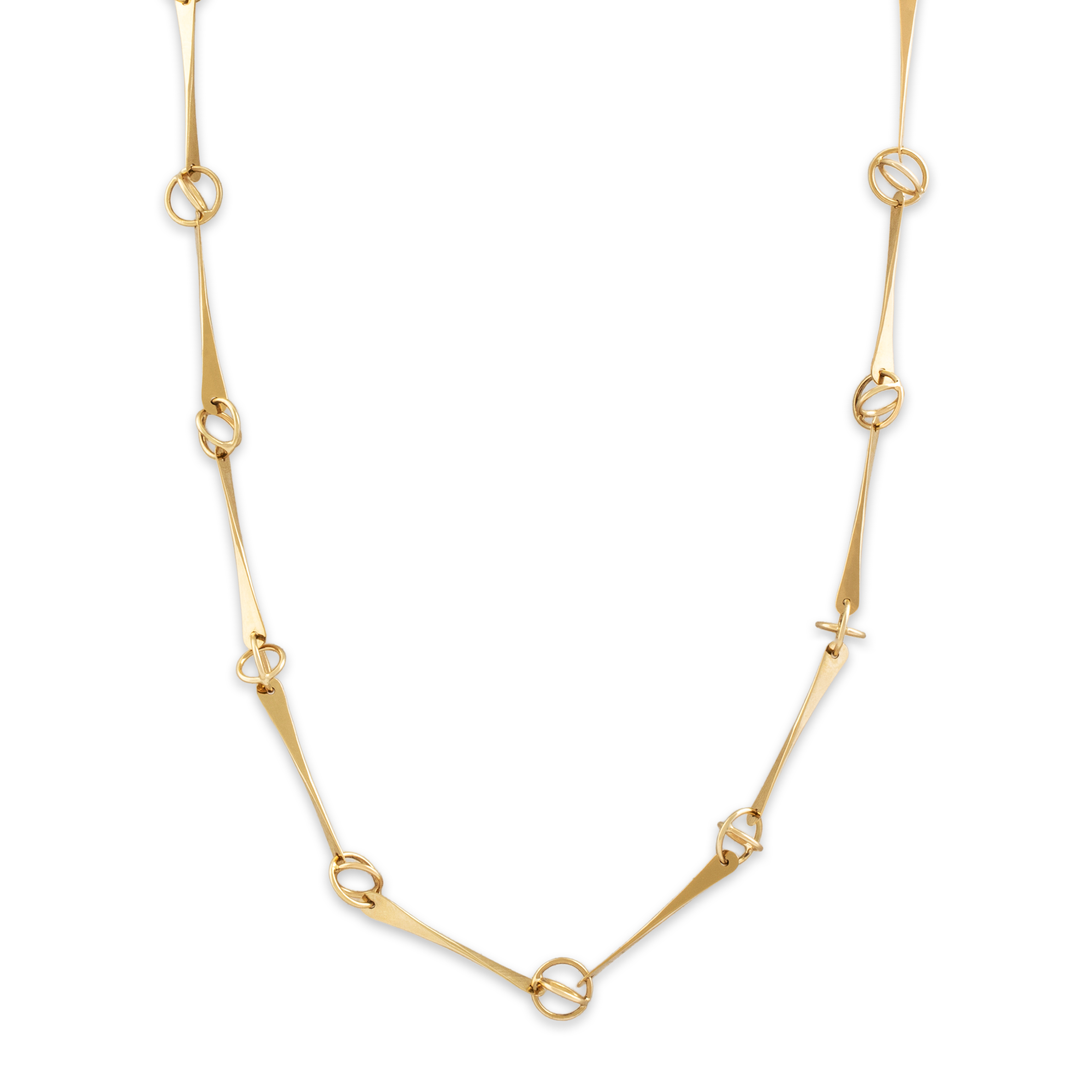 Vintage 14k Yellow Gold Whimsical Orbital Bar Link Necklace 18