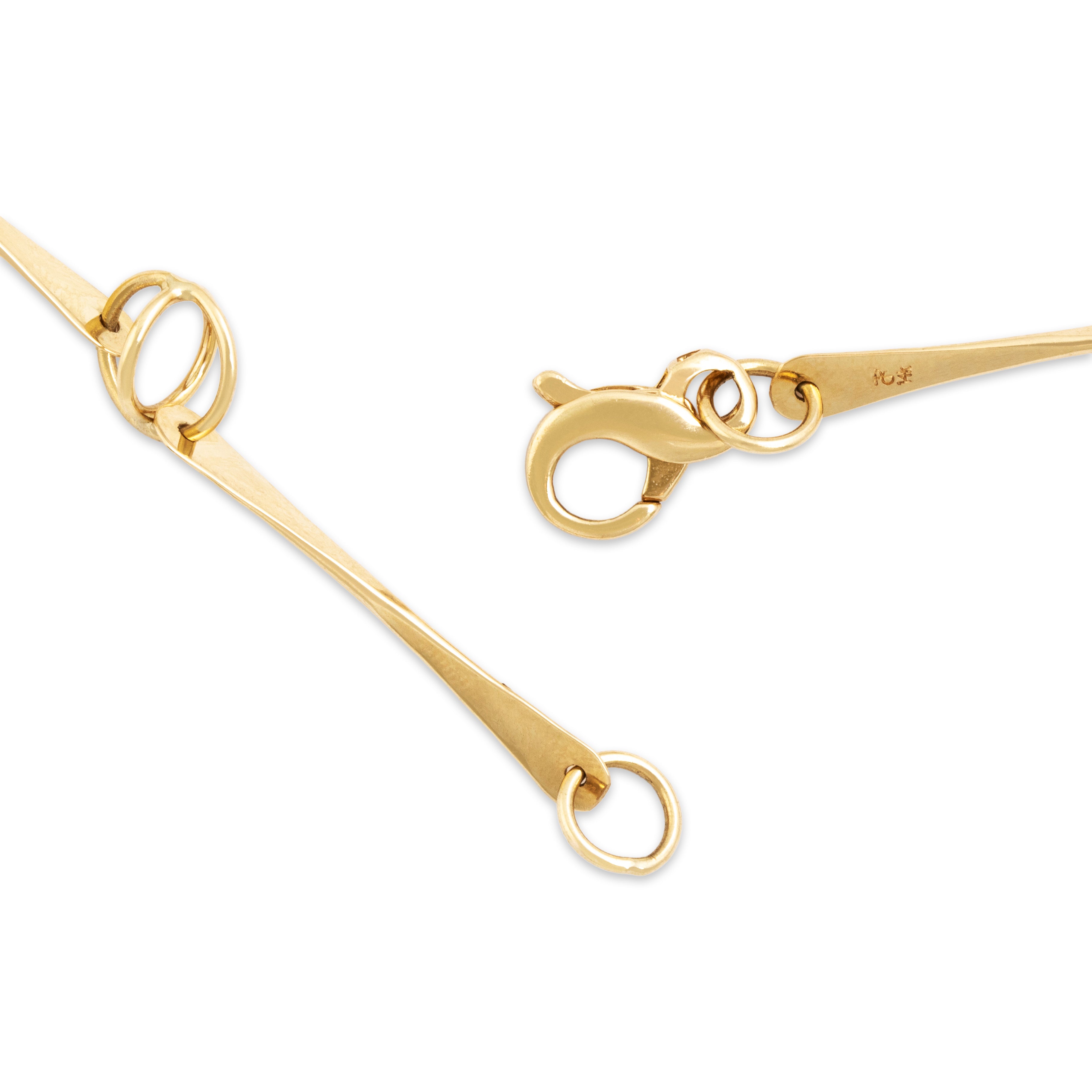 Vintage 14k Yellow Gold Orbital Bar Link Necklace - clasp view