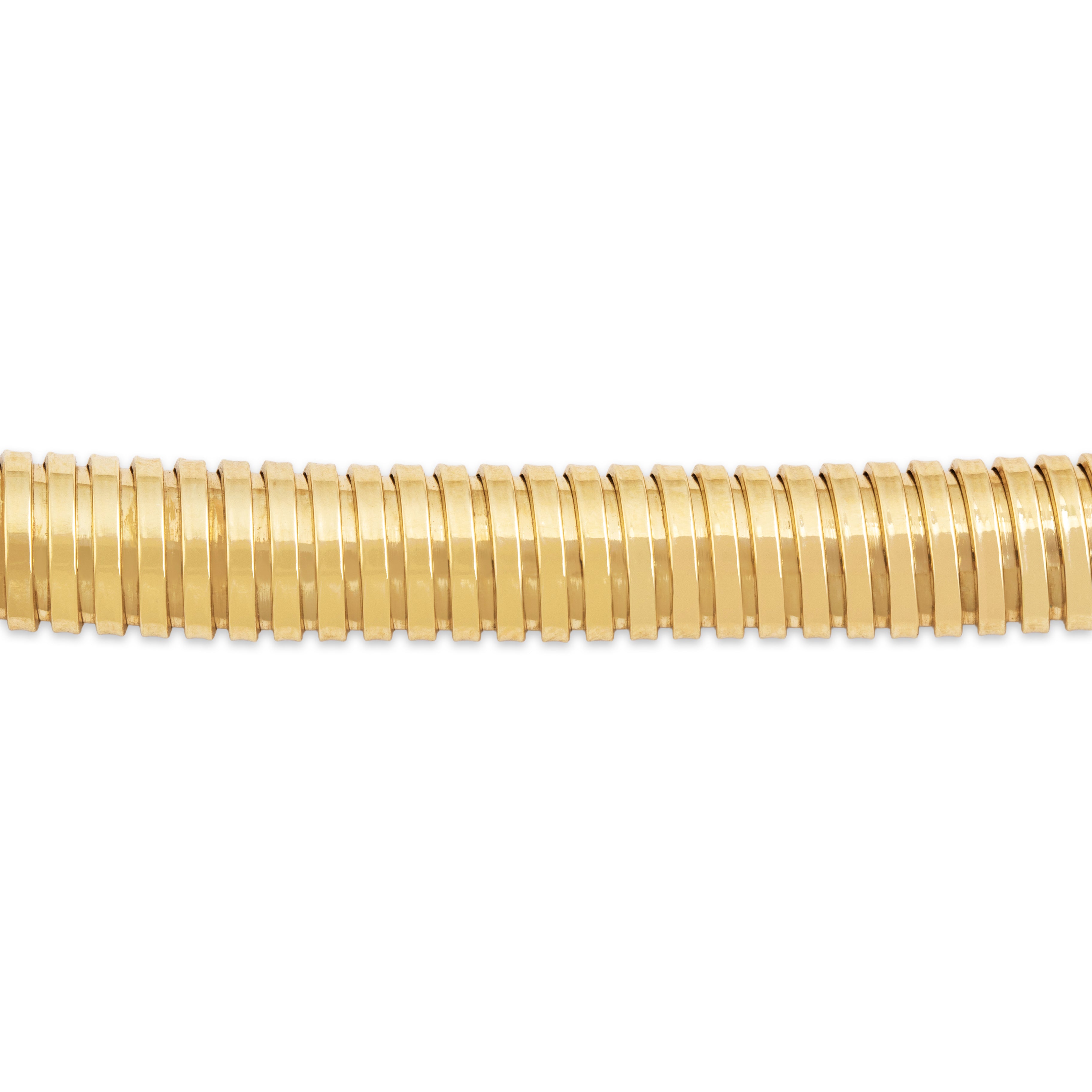 Vintage Italian 14k Yellow Gold Sleek Tubular Snake Chain Bracelet - Close-up view