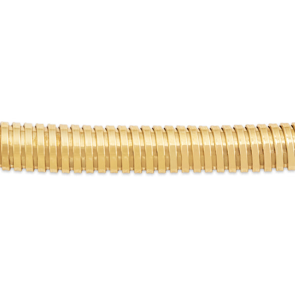 Vintage Italian 14k Yellow Gold Sleek Tubogas Chain Bracelet 6.75